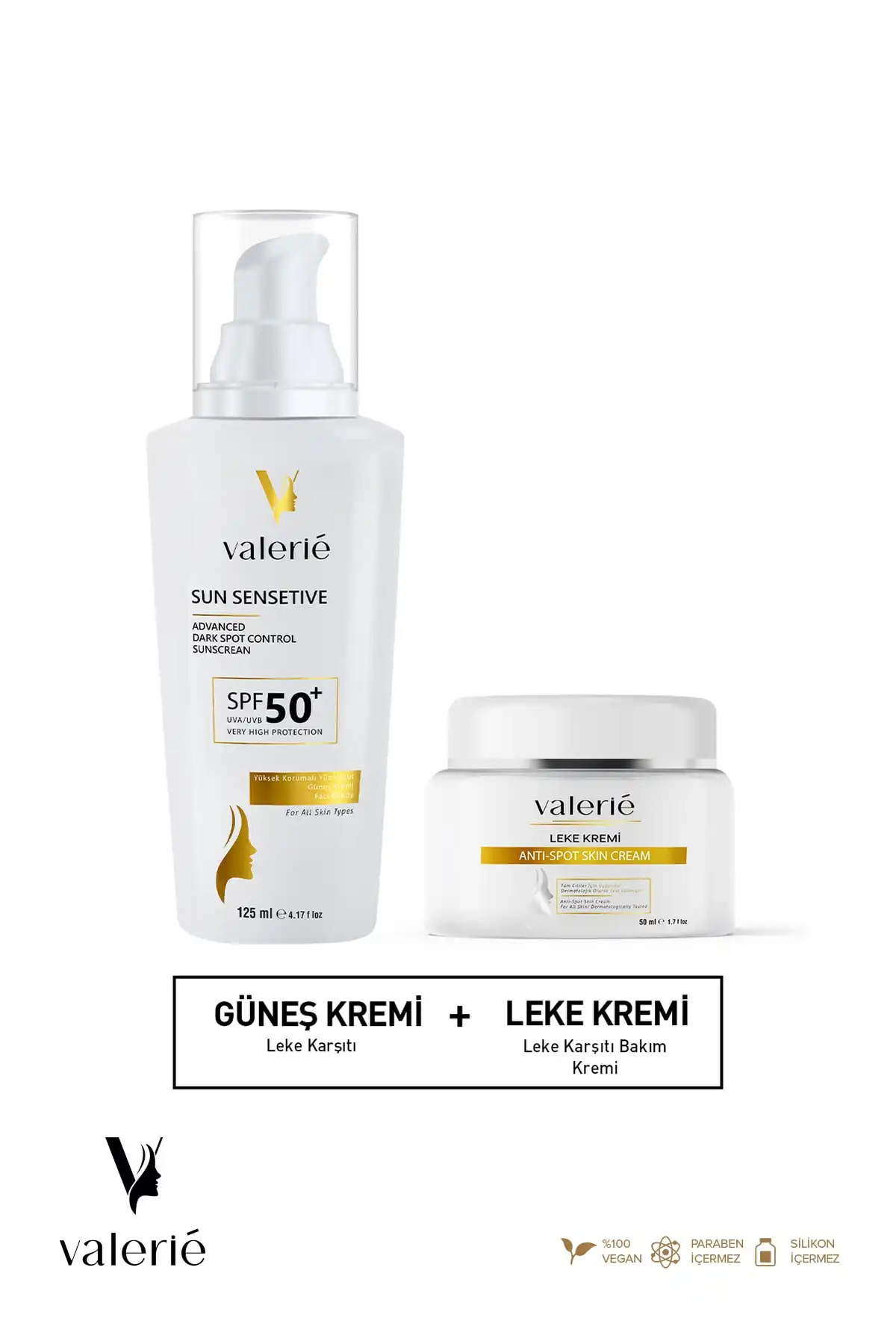 کرم ضد آفتاب صورت و بدن تابستان و زمستان 125 میلی لیتر + کرم یکسان کننده لک پوست 50 میلی لیتر برند   Valerie(والری) به رنگ   در دسته ضد آفتاب