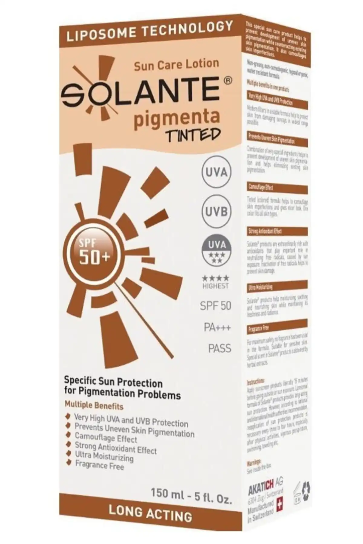 لوسیون ضد آفتاب رنگی پیگمنتا Spf50 150 میلی لیتر برند   Solante(سولانته) به رنگ   در دسته ضد آفتاب