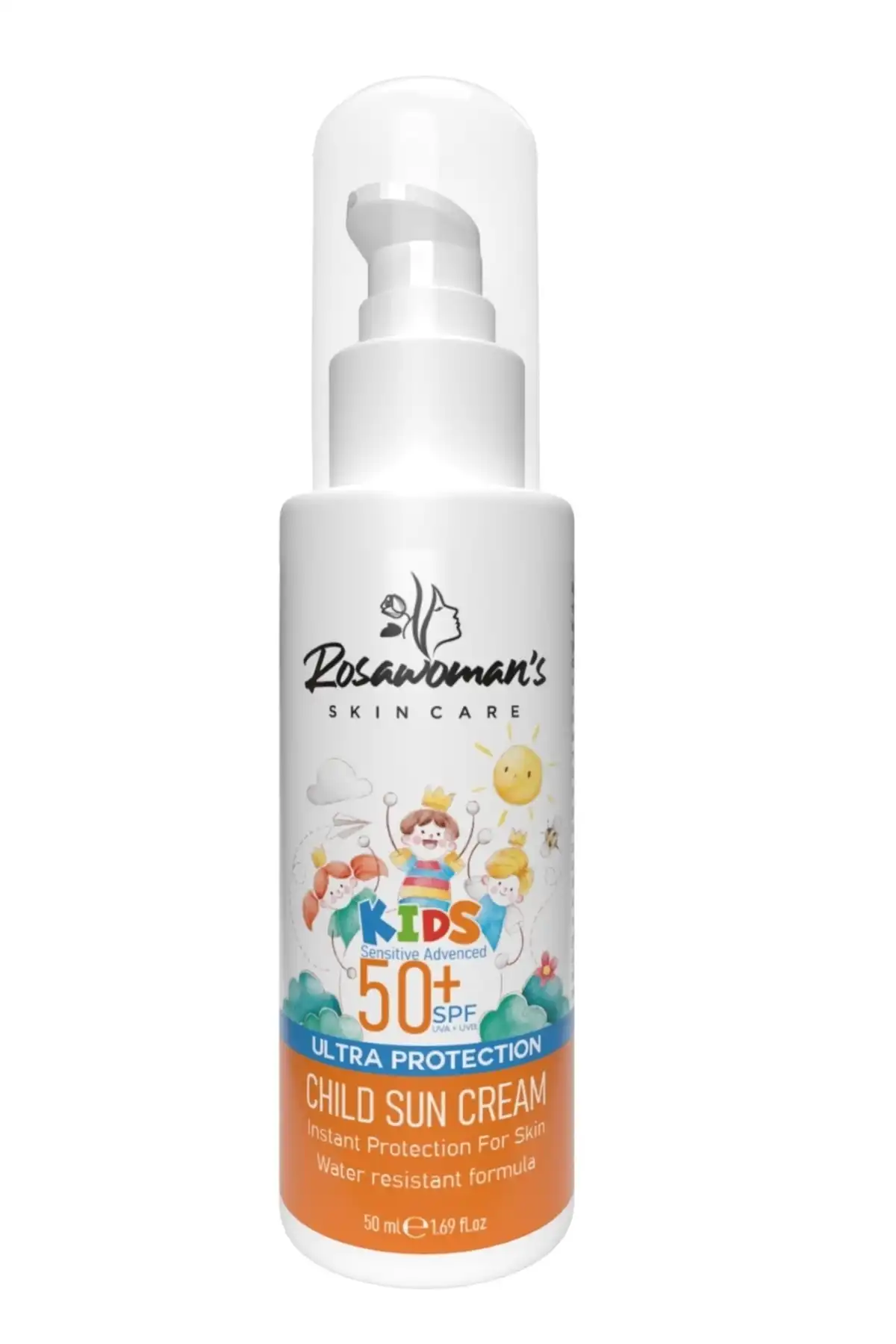 ضد آفتاب کودکان 50 میلی لیتری با محافظ بالا ضد لک برند   Rosawomans(زنان روزا) به رنگ   در دسته ضد آفتاب