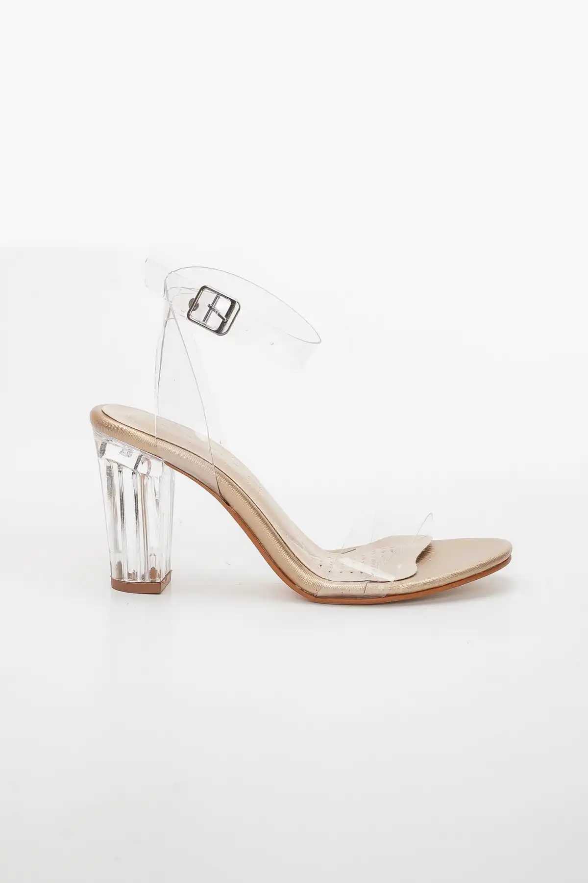 کفش های برهنه پاشنه ضخیم شفاف زنانه برند   به رنگ   بژ در دسته کفش مجلسی