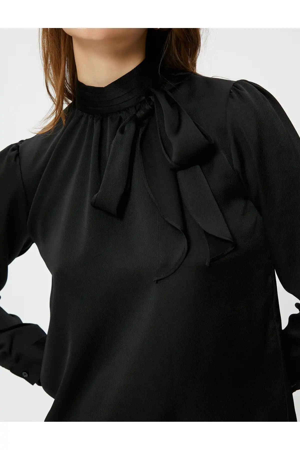 بلوز پاپیون یقه بلند آستین بلند برند   Koton (کوتون) به رنگ   صورتی در دسته پیراهن زنانه