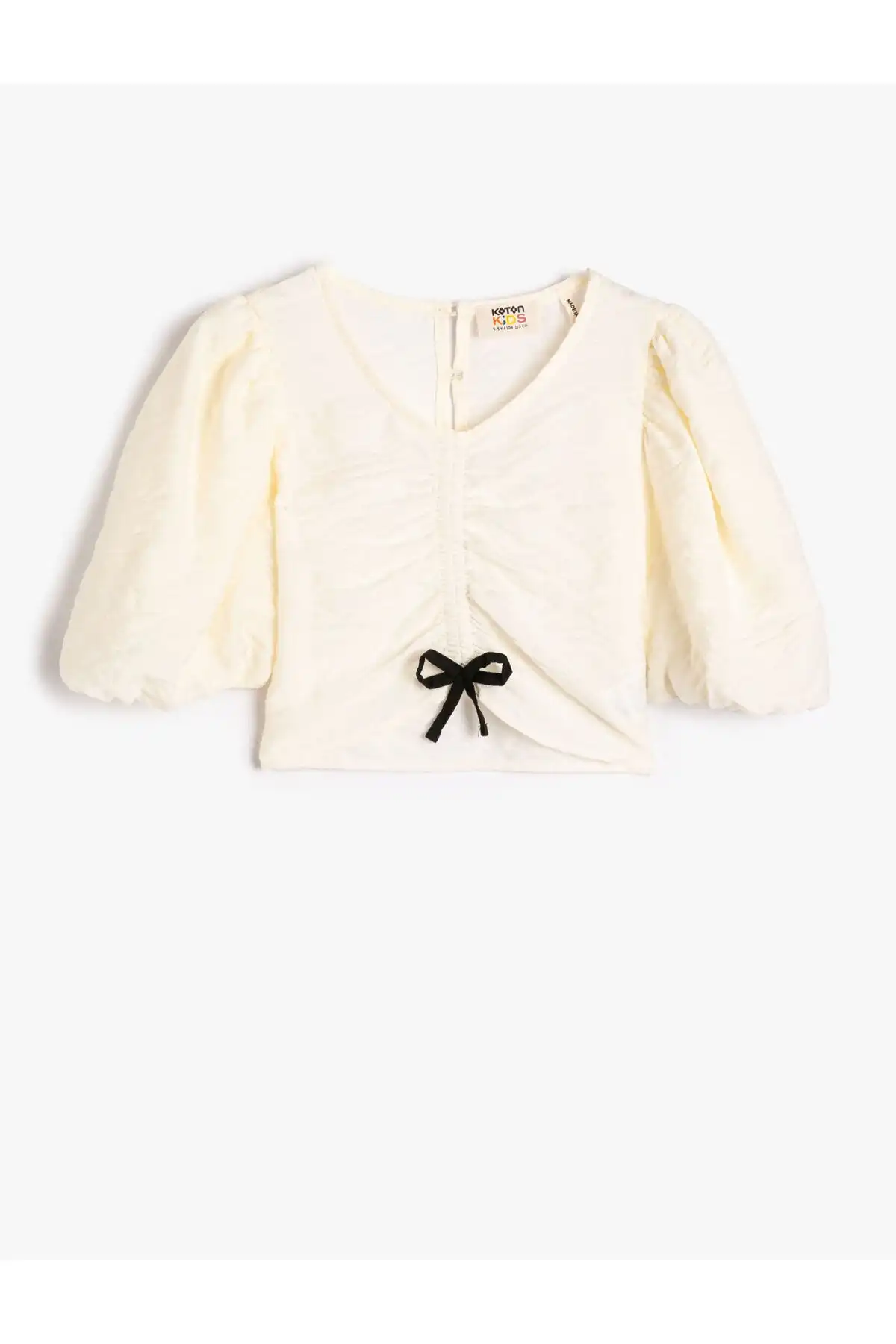 جلو بلوز آستین بادکنکی کوتاه V یقه پارچه ویسکوز برند   Koton (کوتون) به رنگ  اکرو در دسته پیراهن زنانه