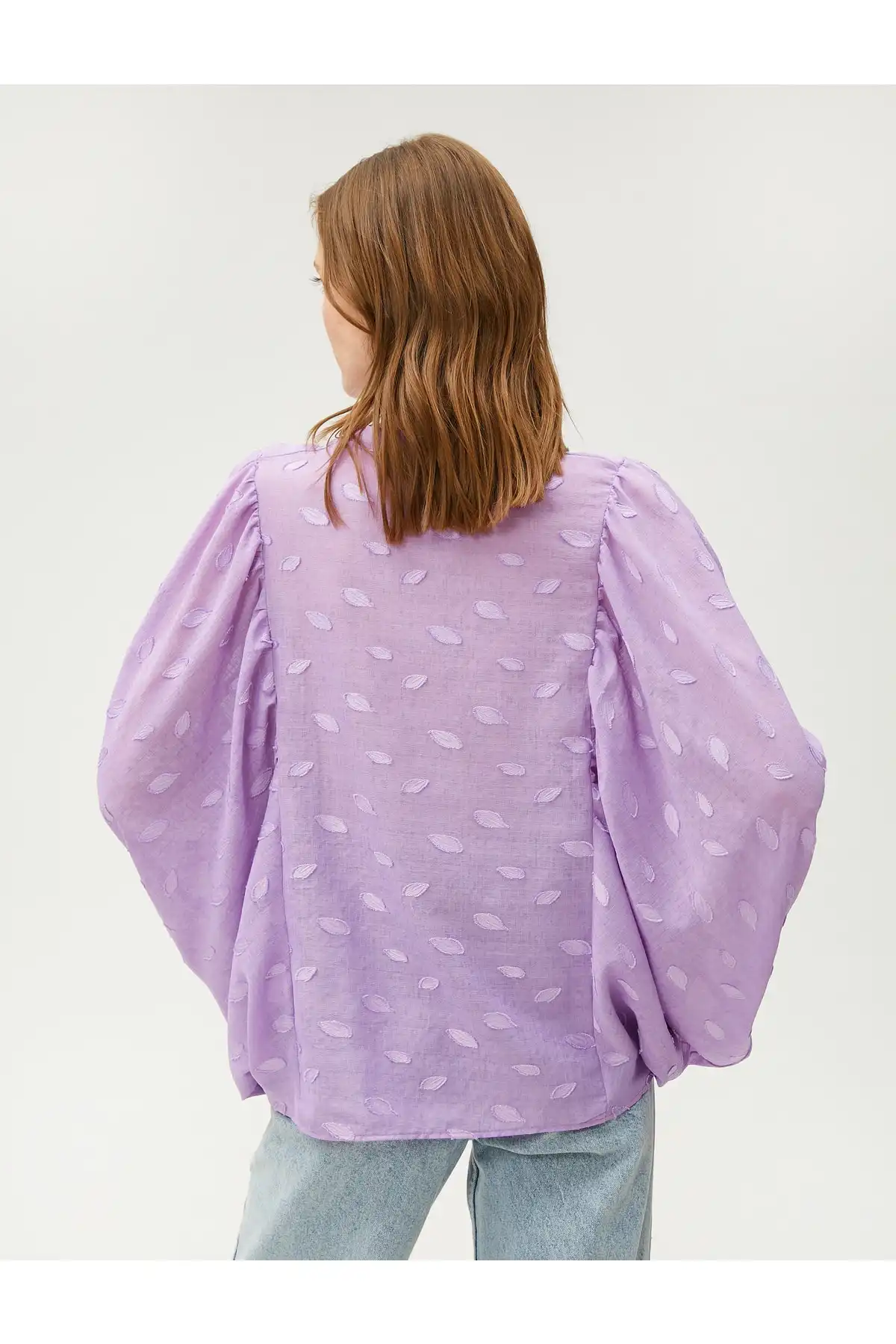 یقه قاضی بلوز آستین خفاشی برند   Koton (کوتون) به رنگ   بنفش در دسته پیراهن زنانه