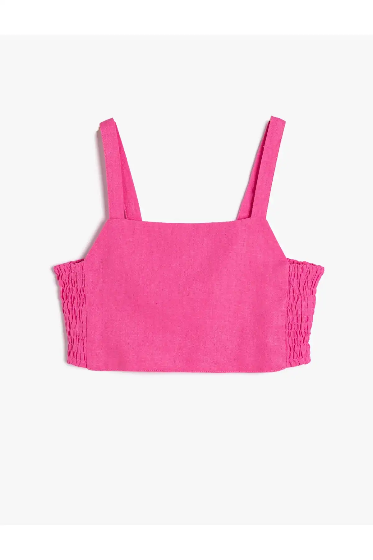 بلوز کتانی کراپ با بند و جزئیات پنجره در پشت برند   Koton (کوتون) به رنگ   صورتی در دسته پیراهن زنانه