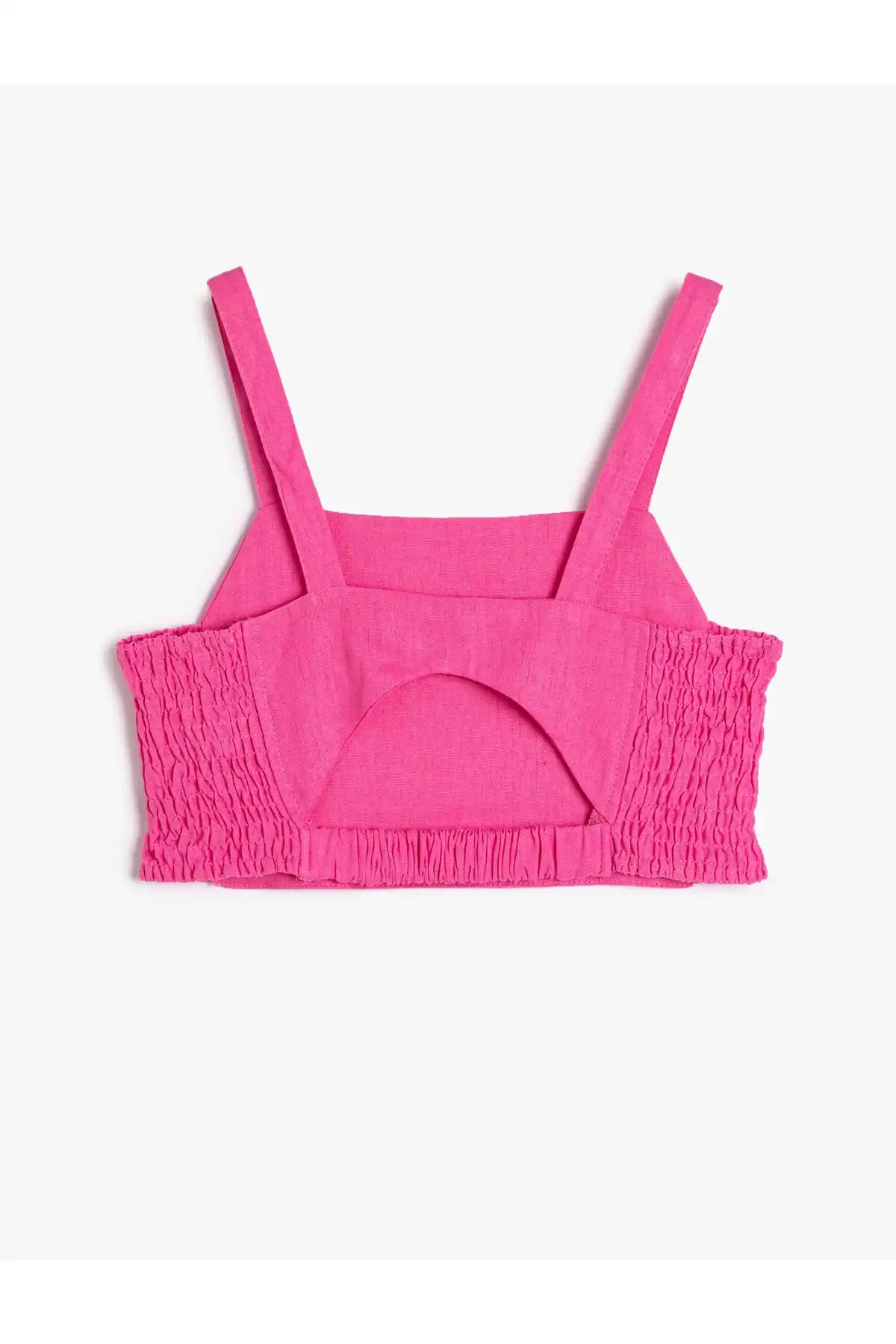 بلوز کتانی کراپ با بند و جزئیات پنجره در پشت برند   Koton (کوتون) به رنگ   صورتی در دسته پیراهن زنانه