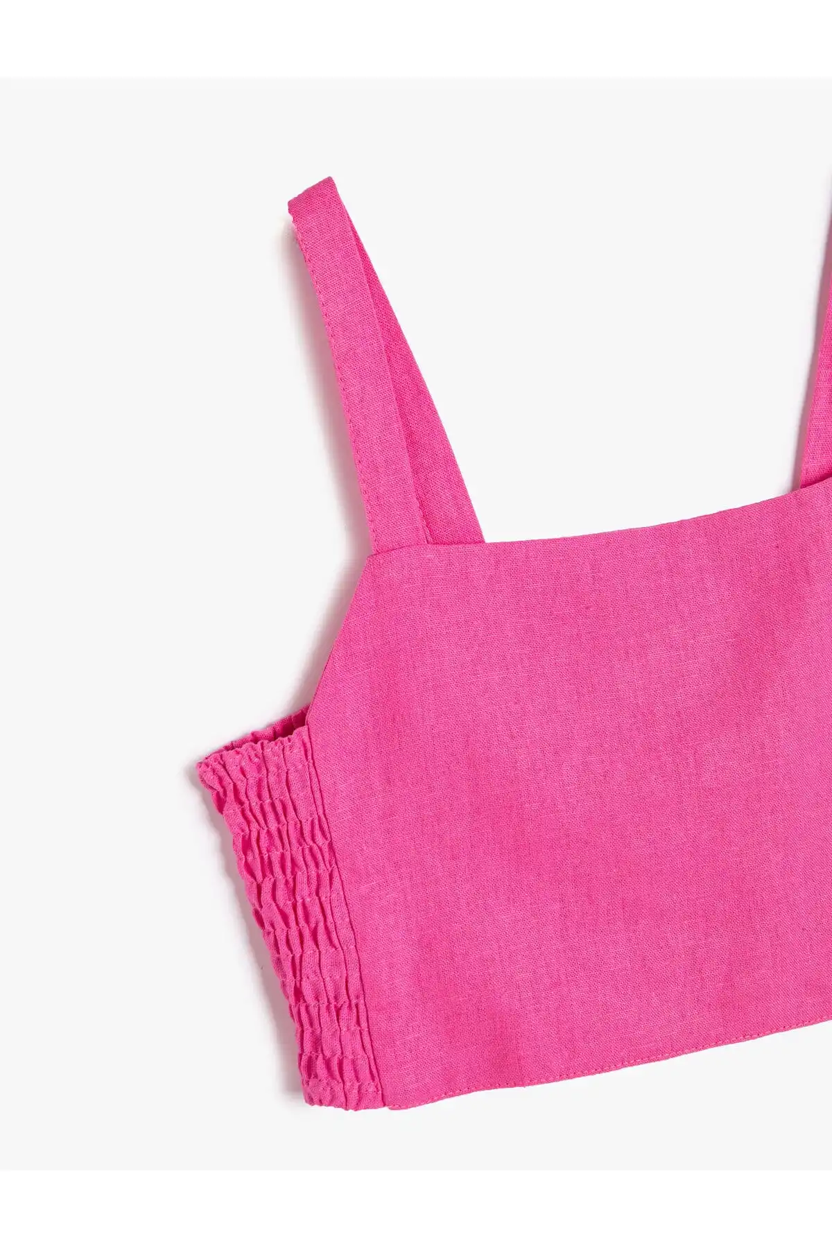 بلوز کتانی کراپ با بند و جزئیات پنجره در پشت برند   Koton (کوتون) به رنگ   صورتی در دسته پیراهن زنانه