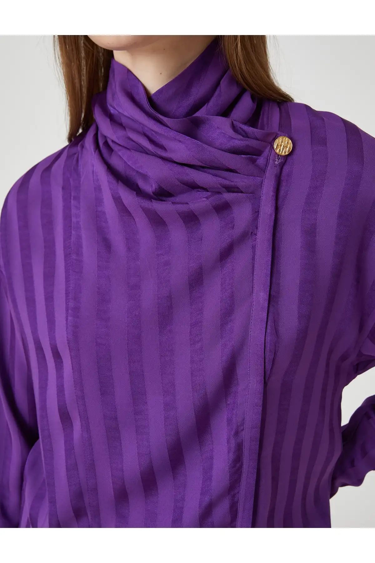 بلوز دکمه دار یقه دار برند   Koton (کوتون) به رنگ   بنفش در دسته پیراهن زنانه