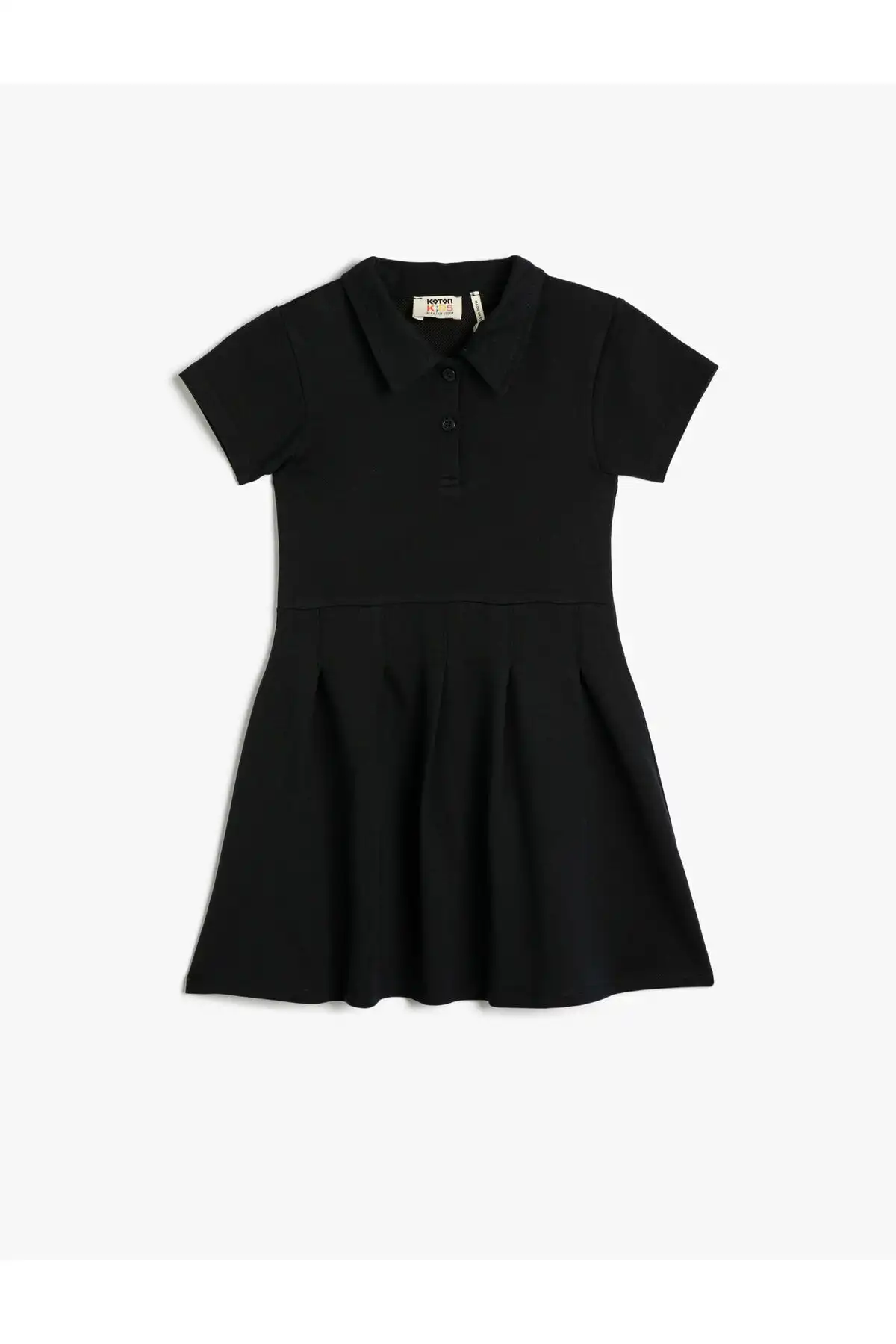 لباس یقه یقه دار با آستین کوتاه پنبه ای با جزئیات برند   Koton (کوتون) به رنگ  آبی سرمه ای در دسته  لباس مجلسی و شومیز