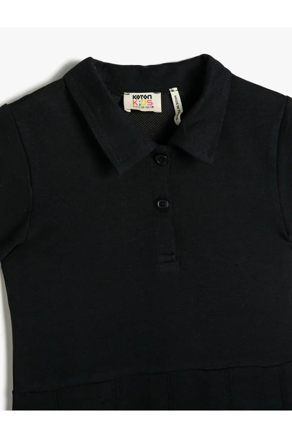 لباس یقه یقه دار با آستین کوتاه پنبه ای با جزئیات برند   Koton (کوتون) به رنگ  آبی سرمه ای در دسته  لباس مجلسی و شومیز