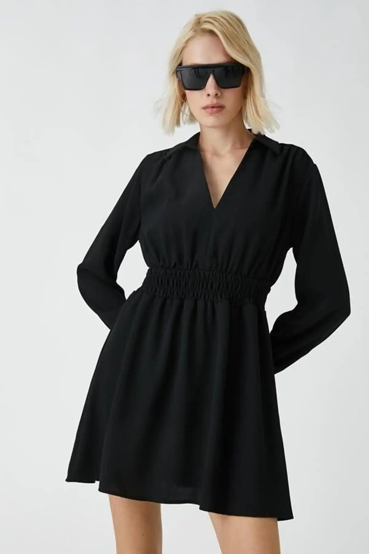 لباس کوتاه یقه پیراهن زنانه 3wak80011uw برند   Koton (کوتون) به رنگ  مشکی در دسته  لباس مجلسی و شومیز