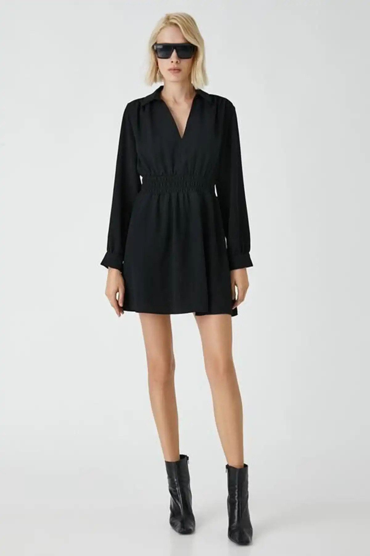 لباس کوتاه یقه پیراهن زنانه 3wak80011uw برند   Koton (کوتون) به رنگ  مشکی در دسته  لباس مجلسی و شومیز