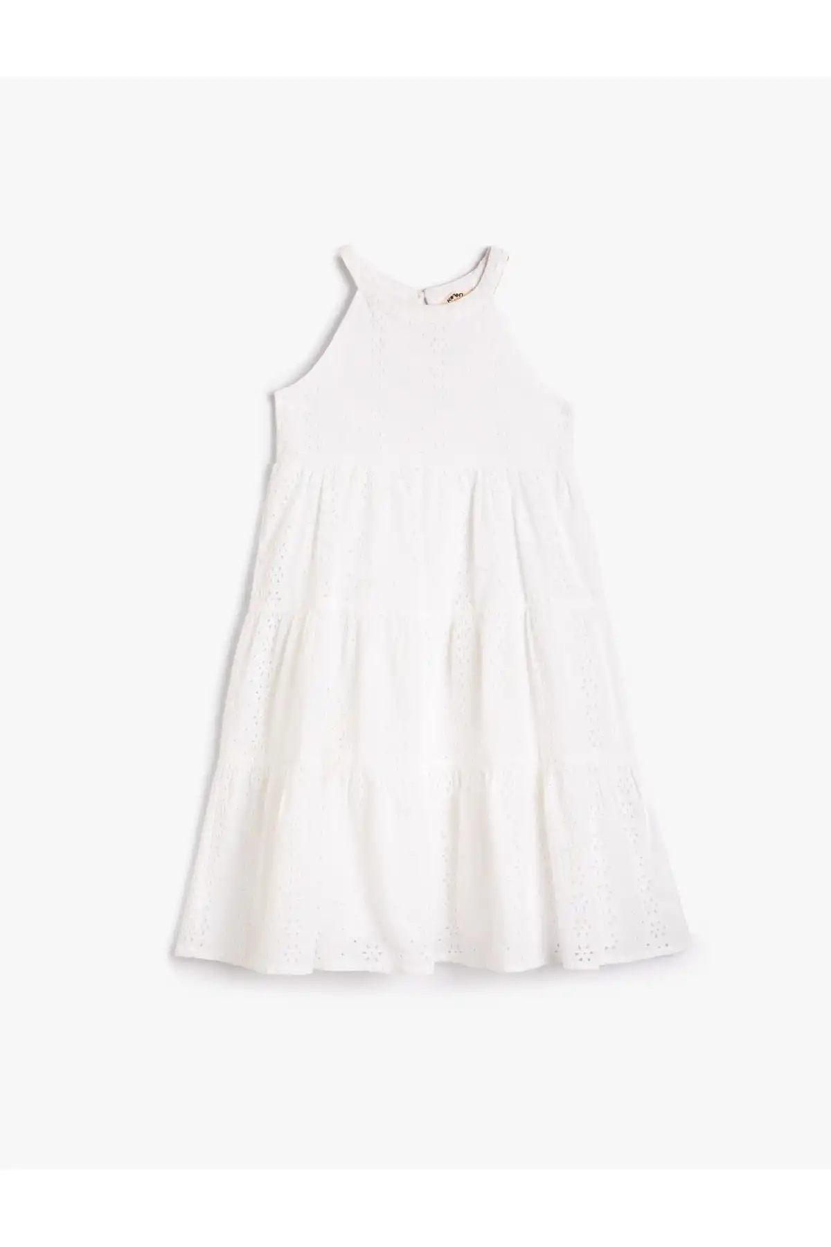 لباس میدی یقه هالتر گلدوزی شده با آستر پنبه دوزی شده برند   Koton (کوتون) به رنگ  اکرو در دسته  لباس مجلسی و شومیز