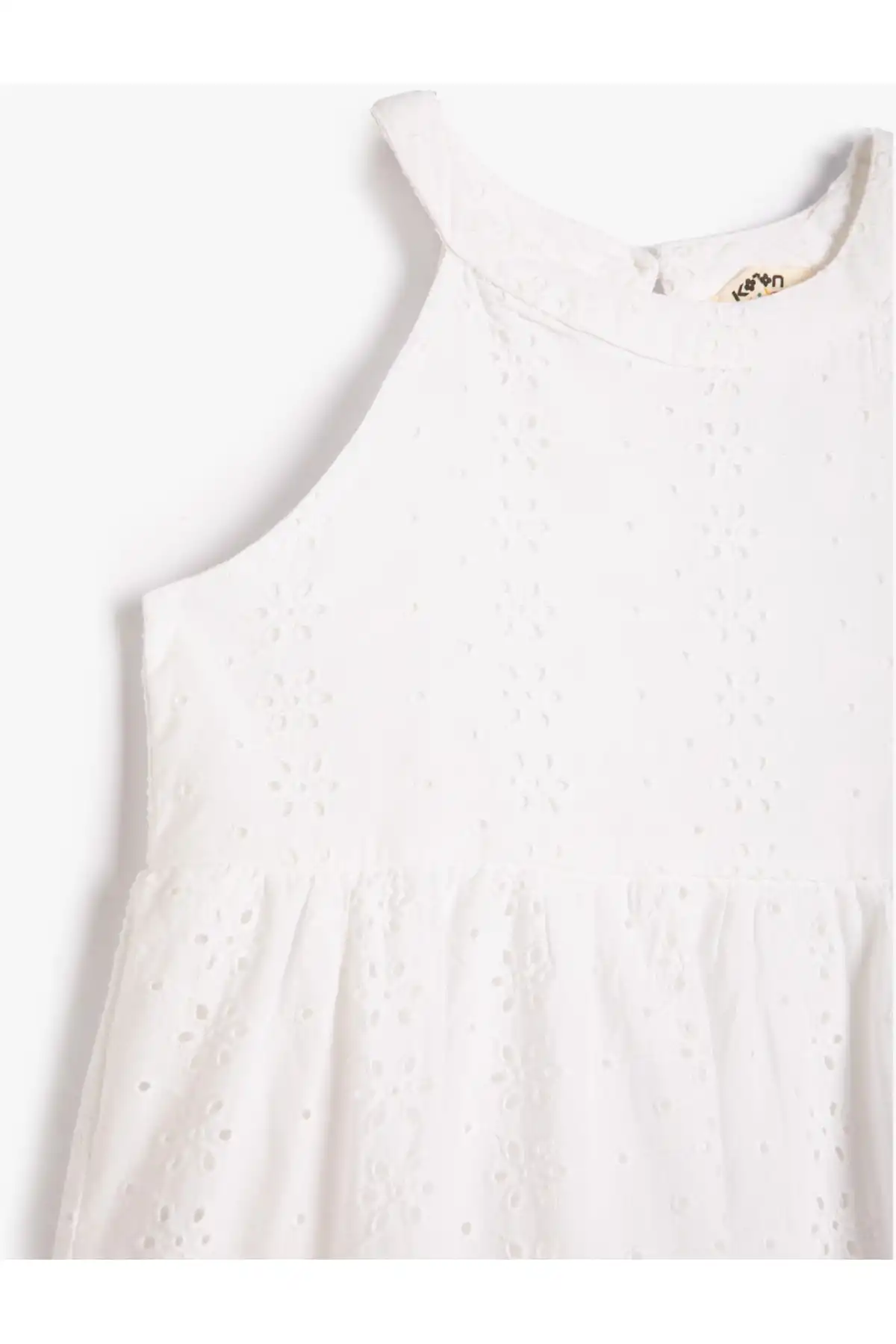 لباس میدی یقه هالتر گلدوزی شده با آستر پنبه دوزی شده برند   Koton (کوتون) به رنگ  اکرو در دسته  لباس مجلسی و شومیز