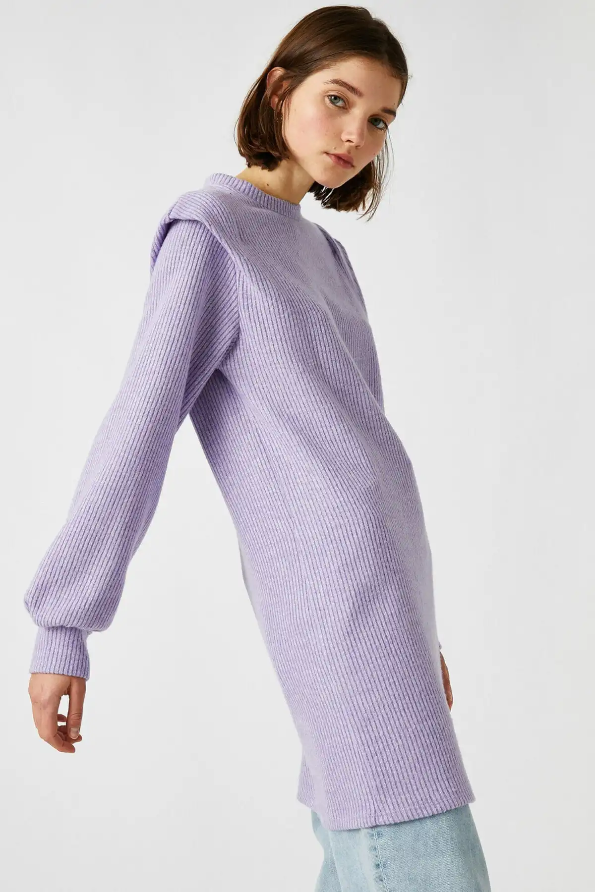 لباس کوتاه آستین بلند یقه بنفش زنانه 1KAL88045IK برند   Koton (کوتون) به رنگ   بنفش در دسته  لباس مجلسی و شومیز