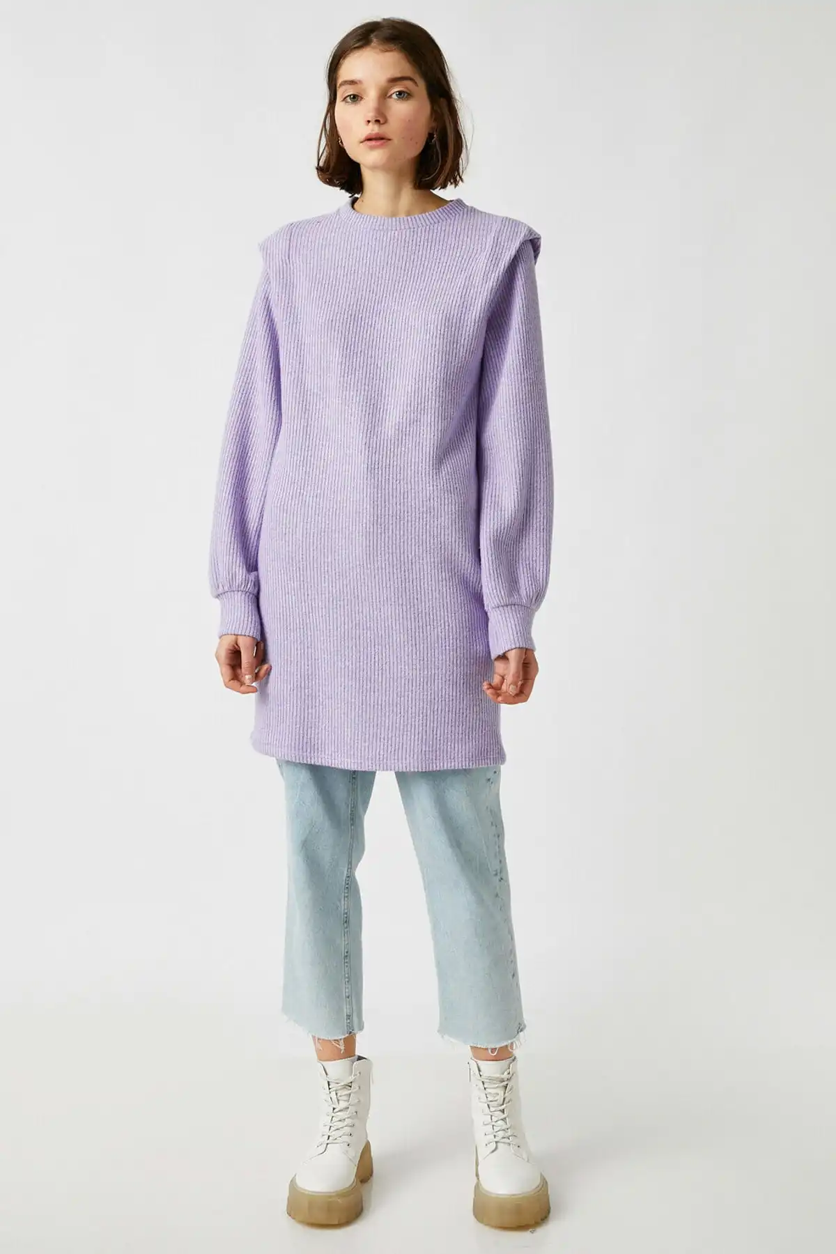 لباس کوتاه آستین بلند یقه بنفش زنانه 1KAL88045IK برند   Koton (کوتون) به رنگ   بنفش در دسته  لباس مجلسی و شومیز