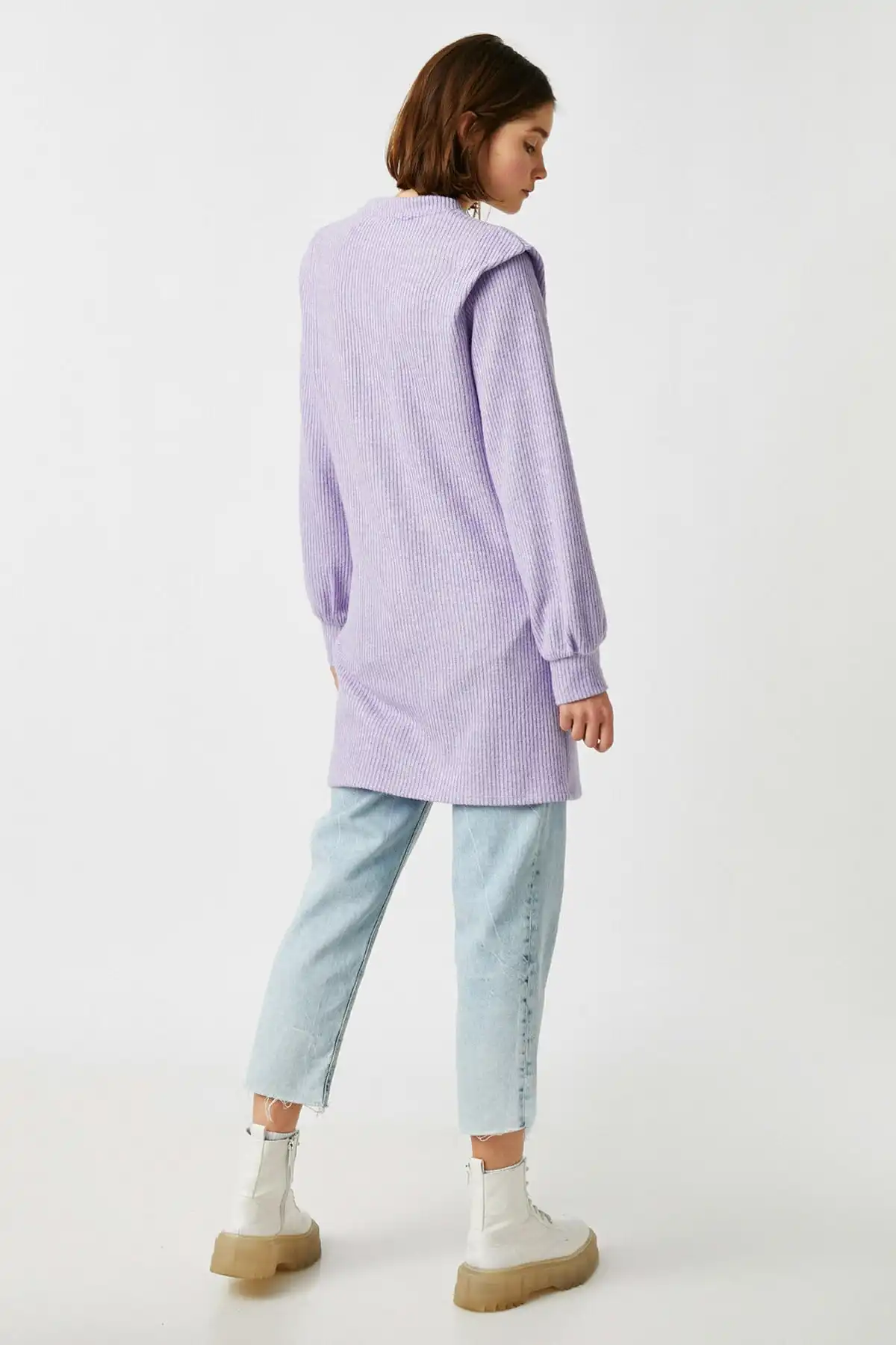 لباس کوتاه آستین بلند یقه بنفش زنانه 1KAL88045IK برند   Koton (کوتون) به رنگ   بنفش در دسته  لباس مجلسی و شومیز