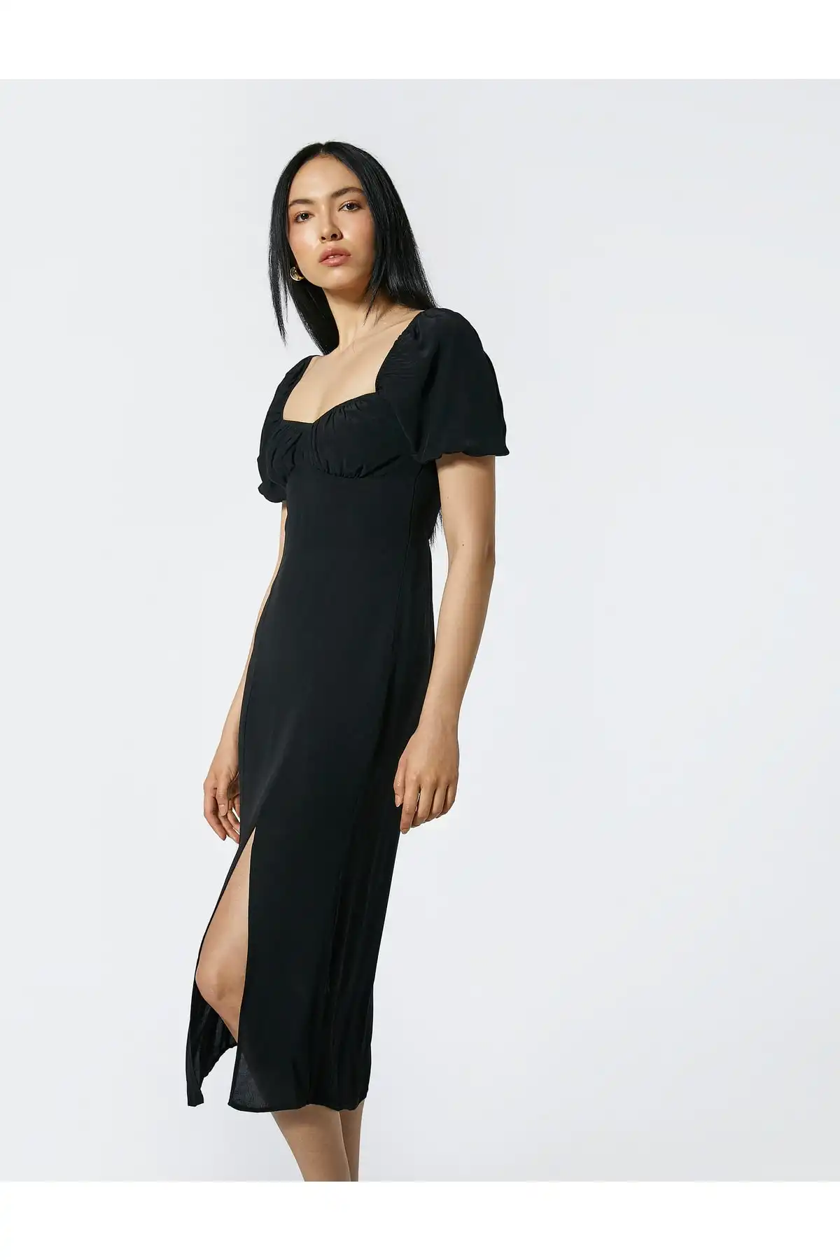 لباس ابریشمی میدی یقه مربعی چاک دار برند   Koton (کوتون) به رنگ   صورتی در دسته  لباس مجلسی و شومیز