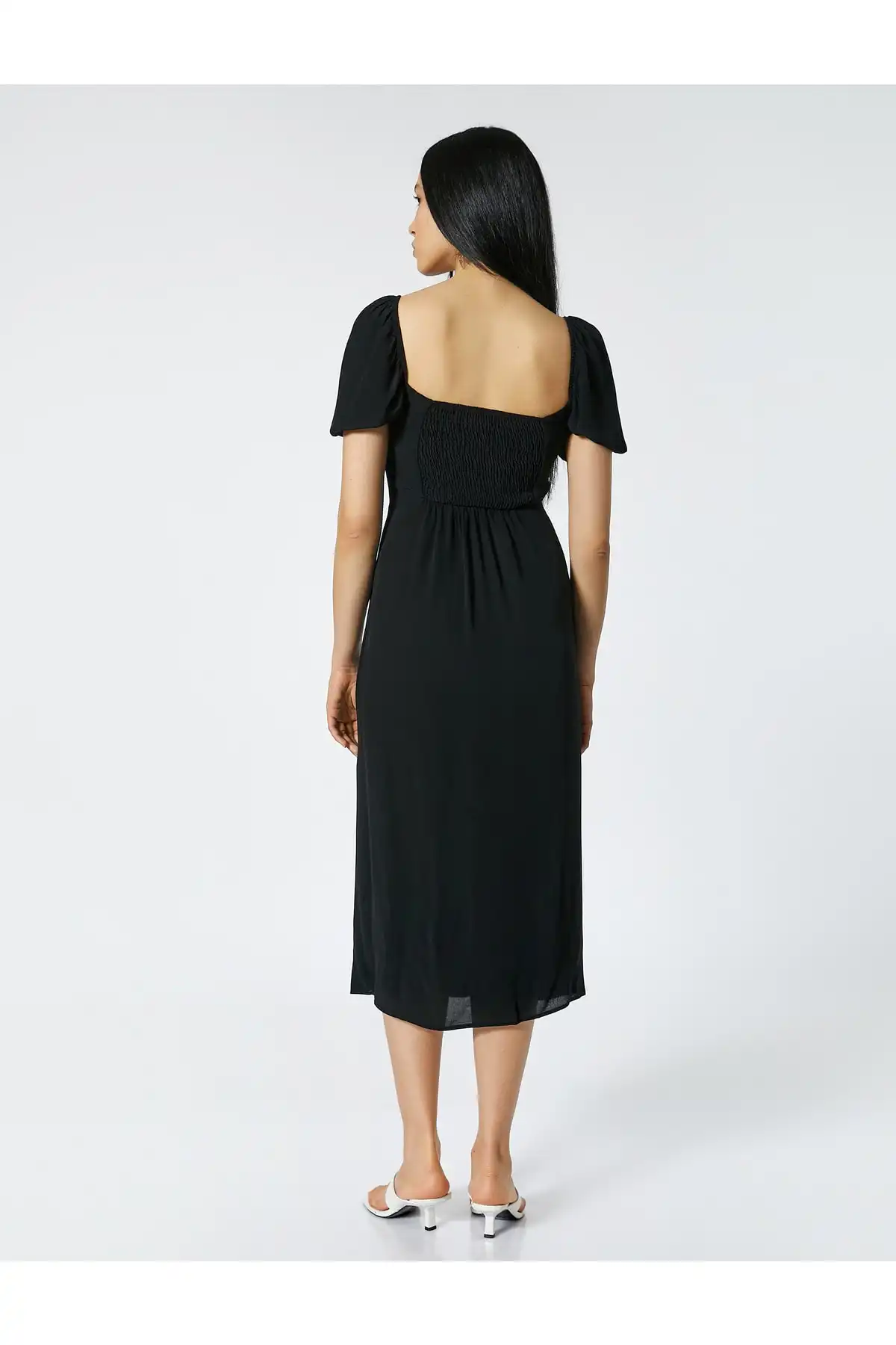 لباس ابریشمی میدی یقه مربعی چاک دار برند   Koton (کوتون) به رنگ   صورتی در دسته  لباس مجلسی و شومیز