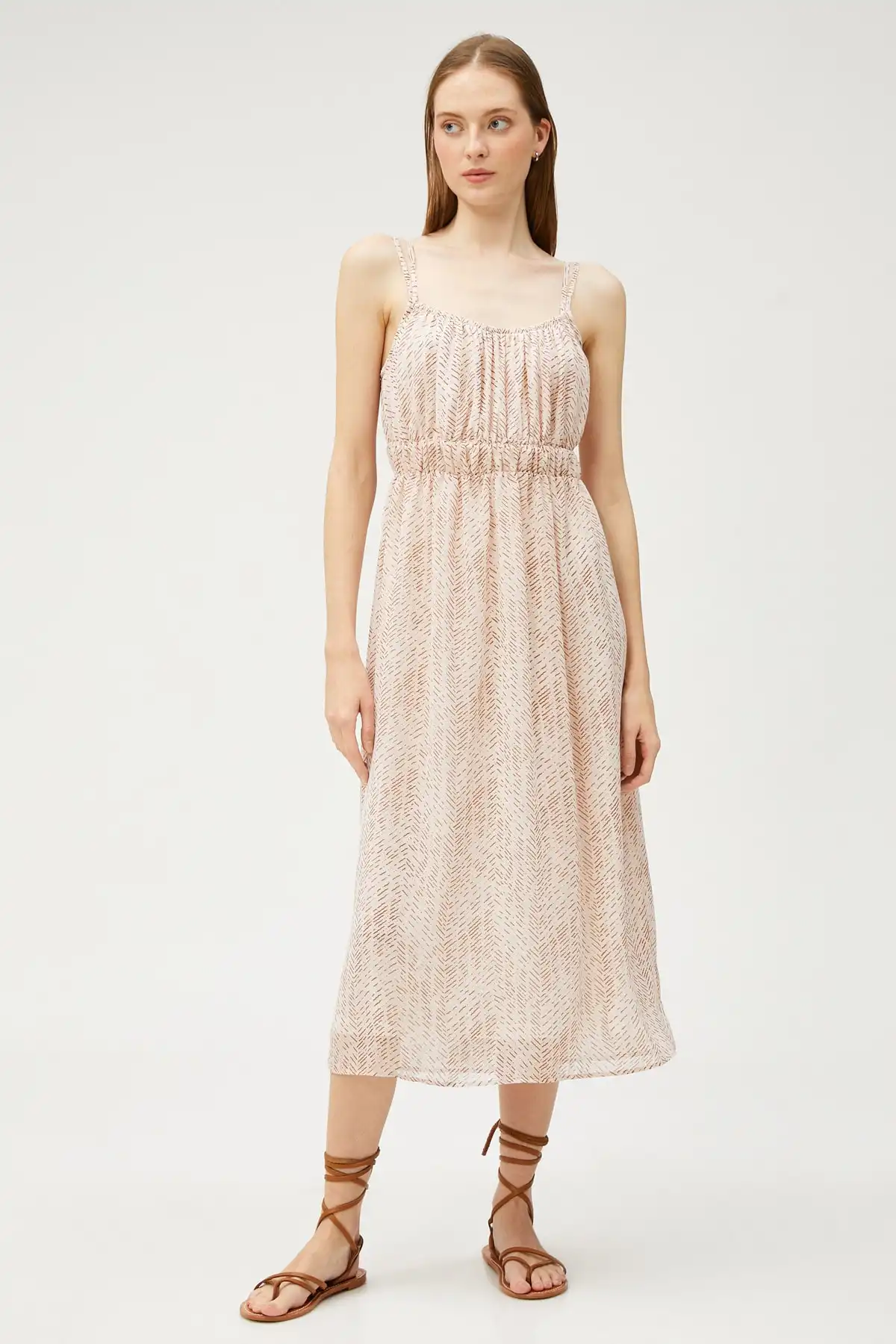 لباس راه راه قهوه ای زنانه 2SAK80216CW برند   Koton (کوتون) به رنگ   بژ در دسته  لباس مجلسی و شومیز