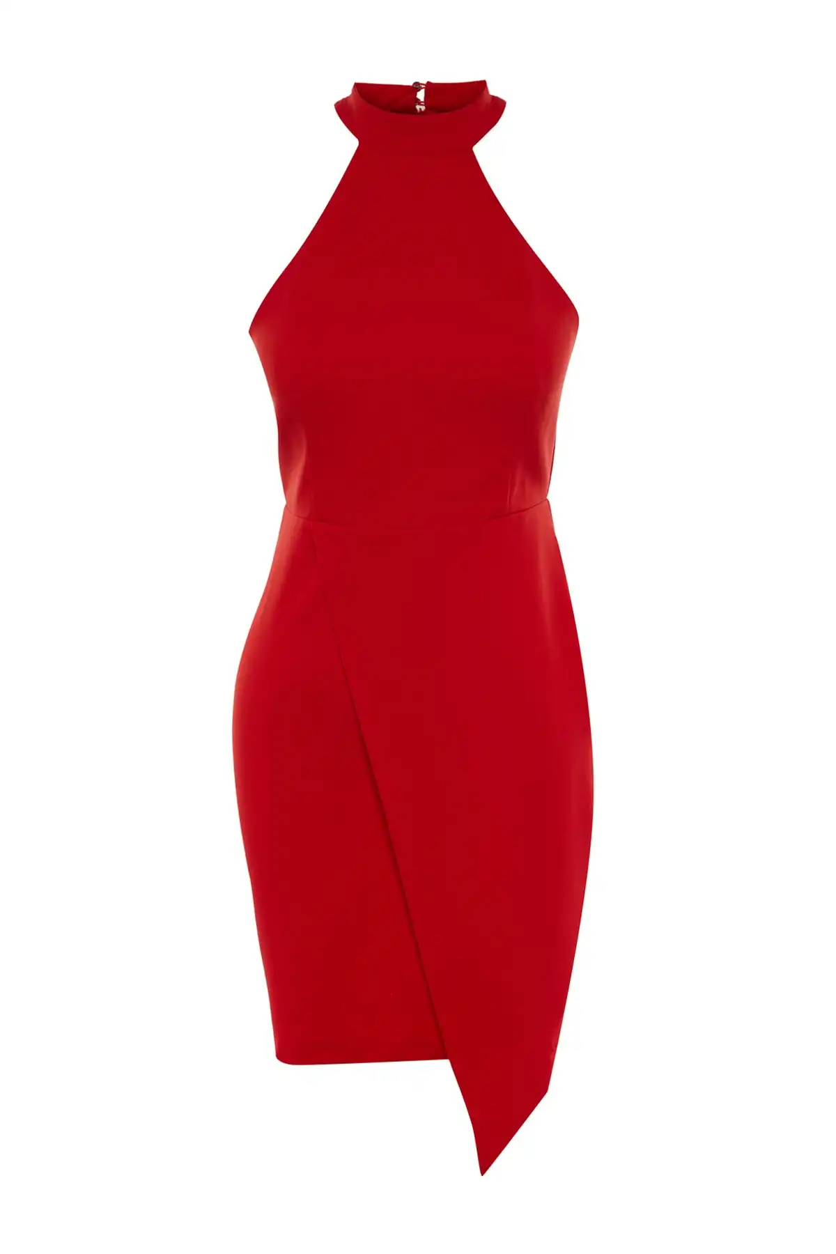 لباس شب شیک با آستر بافت قرمز TPRAW19BB0007 برند   TRENDYOLMİLLA به رنگ  قرمز در دسته لباس مجلسی هالتر
