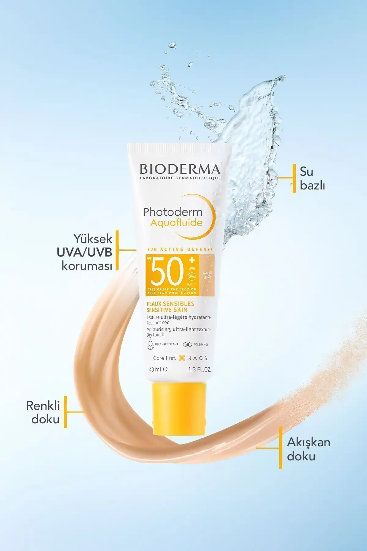 ضد آفتاب فتودرم Spf 50 Aquafluide Tinted 40 ml - Light برند   Bioderma(بیودرما) به رنگ   در دسته ضد آفتاب