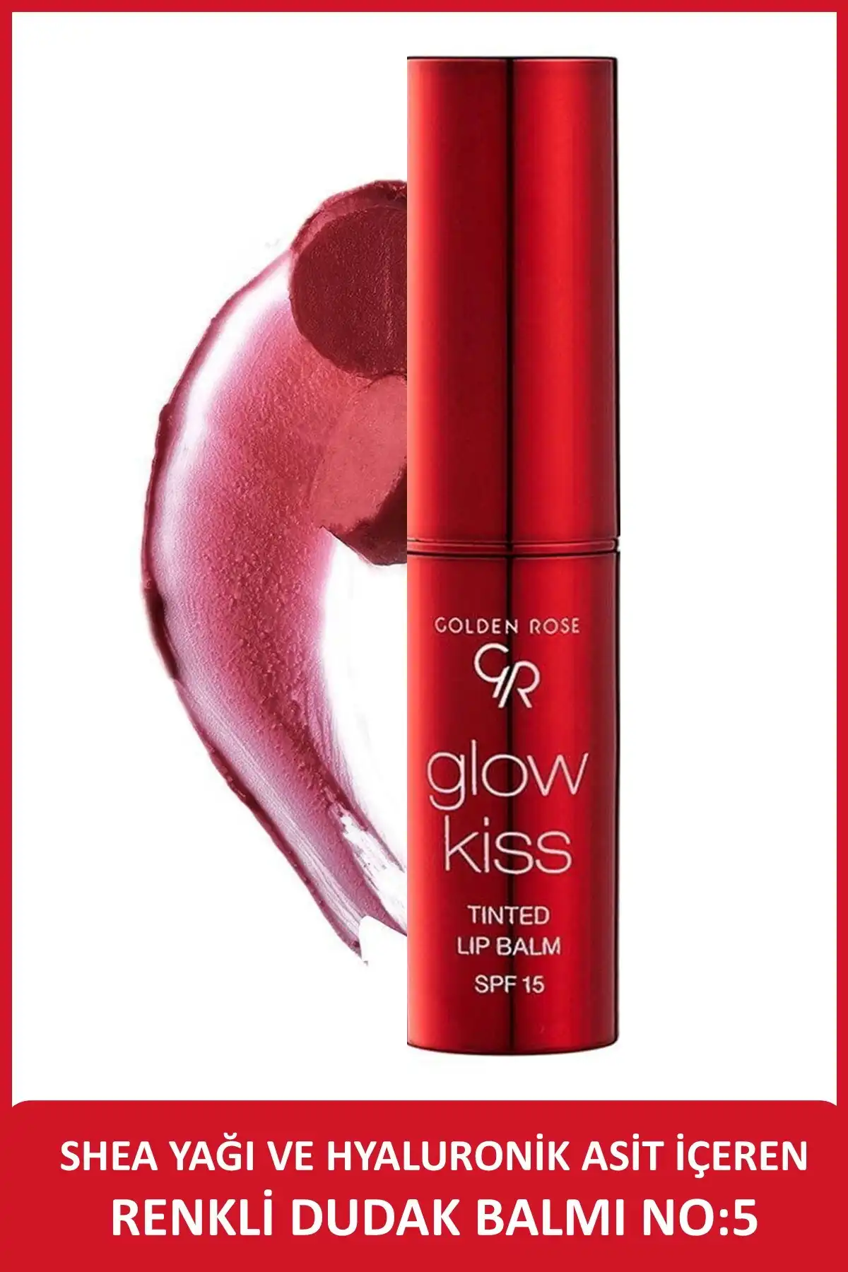 بالم لب رنگی Glow Kiss No: 05 آب گیلاس - مرطوب کننده لب رنگی برند   Golden Rose(رز طلایی) به رنگ  بورگوندی در دسته حالت دهنده مو
