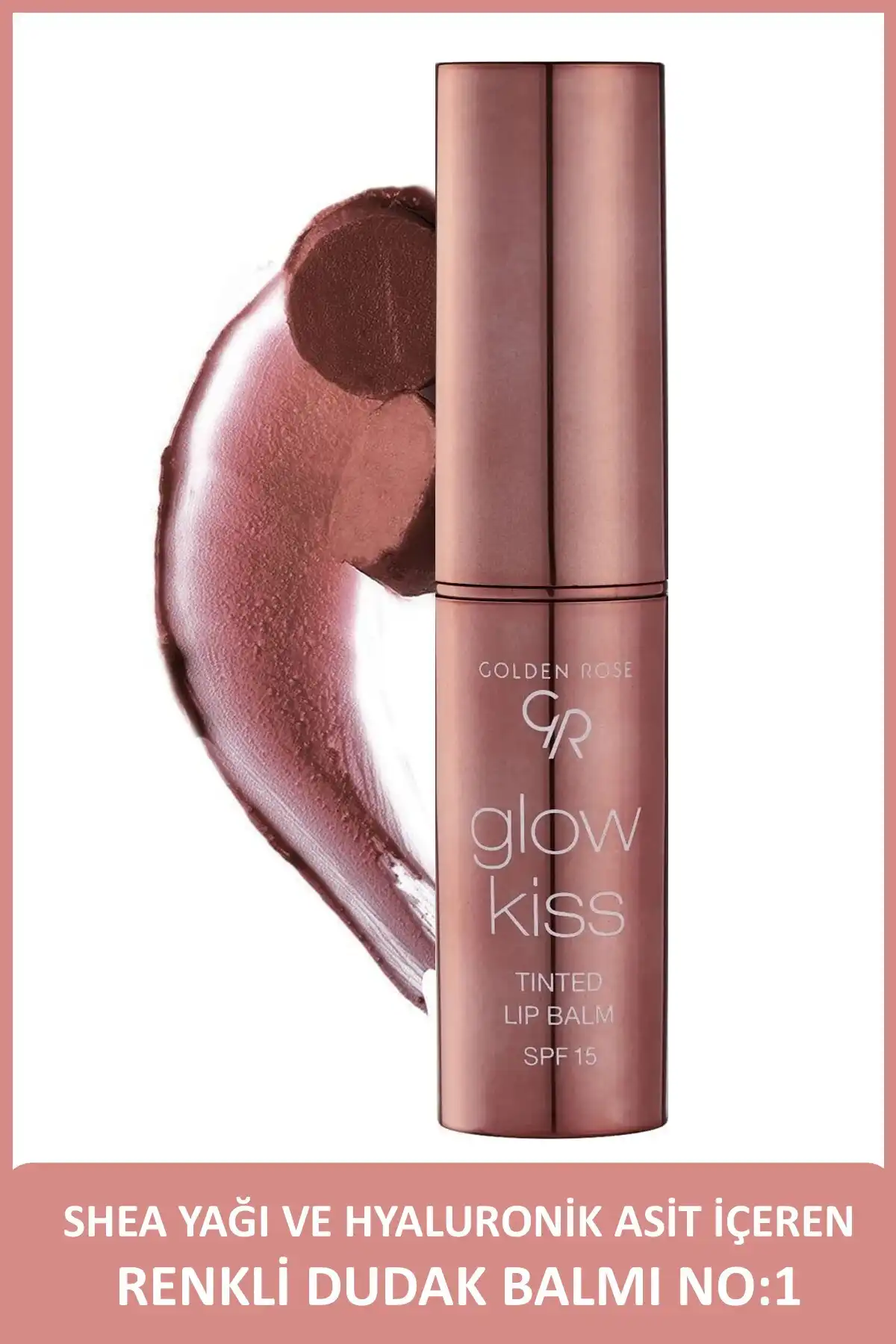 بالم لب رنگی Glow Kiss No: 01 Vanilla Latte - مرطوب کننده لب رنگی برند   Golden Rose(رز طلایی) به رنگ   صورتی