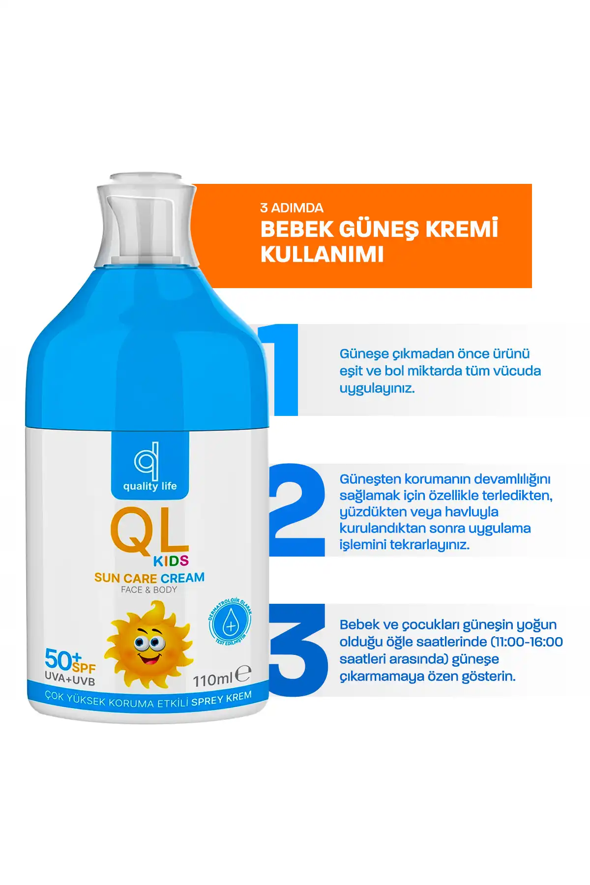 ضد آفتاب Ql کودک 50+ Spf 110 میلی لیتر ضد آفتاب با محافظت بسیار بالا برای کودکان برند   Quality Life(زندگی با کیفیت) به رنگ   در دسته ضد آفتاب