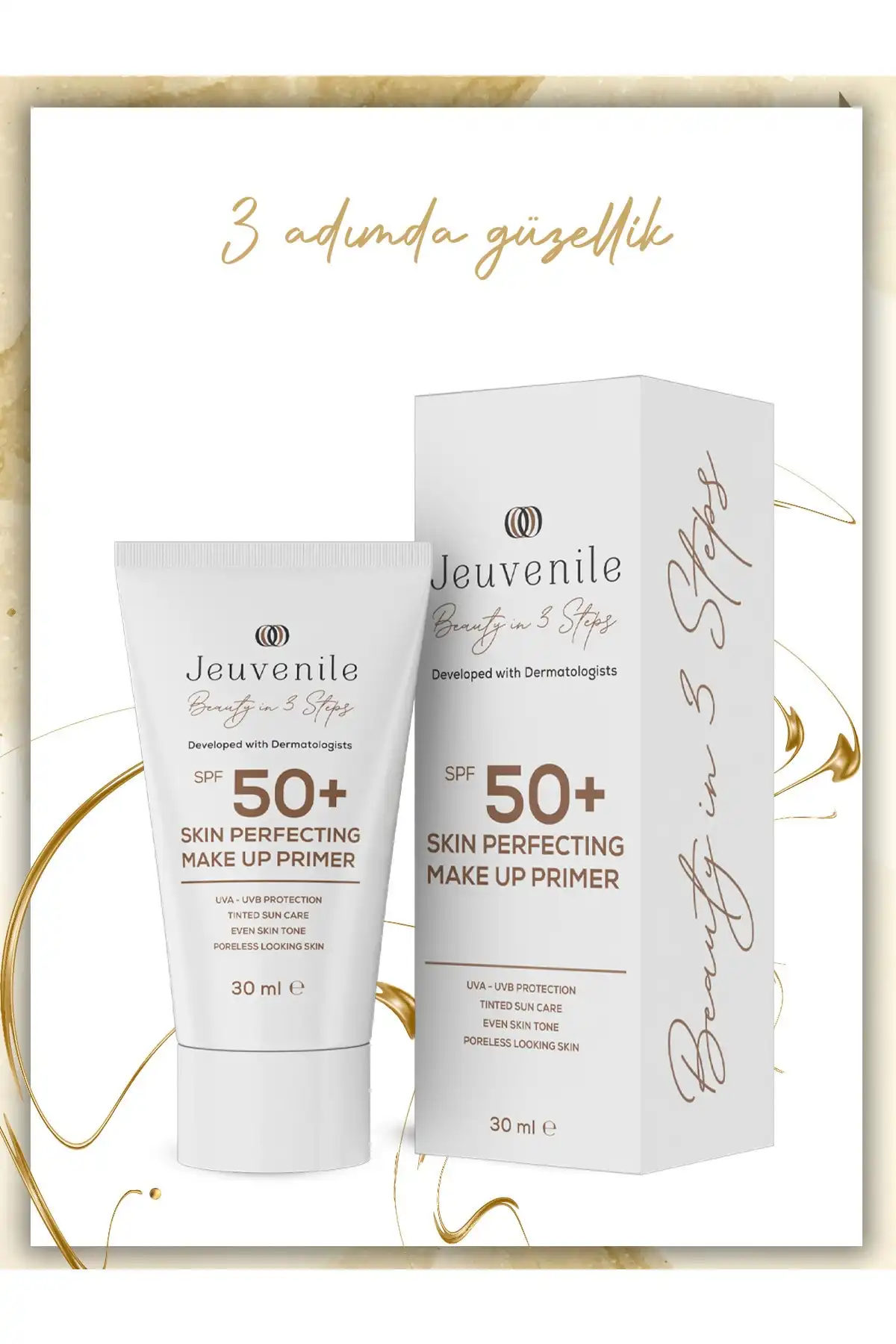 Spf 50 Skin Perfecting Make Up Primer ضد آفتاب پوشاننده منافذ میکاپ پرایمر 30 میلی لیتری برند   Jeuvenile(جوون) به رنگ   در دسته ضد آفتاب