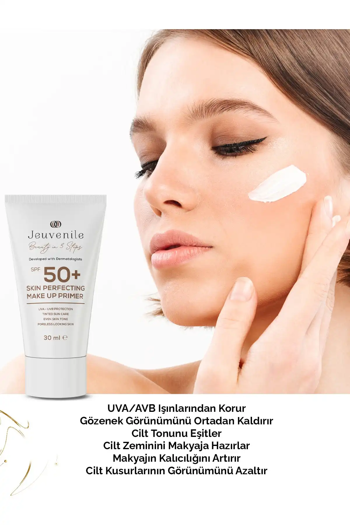 Spf 50 Skin Perfecting Make Up Primer ضد آفتاب پوشاننده منافذ میکاپ پرایمر 30 میلی لیتری برند   Jeuvenile(جوون) به رنگ   در دسته ضد آفتاب