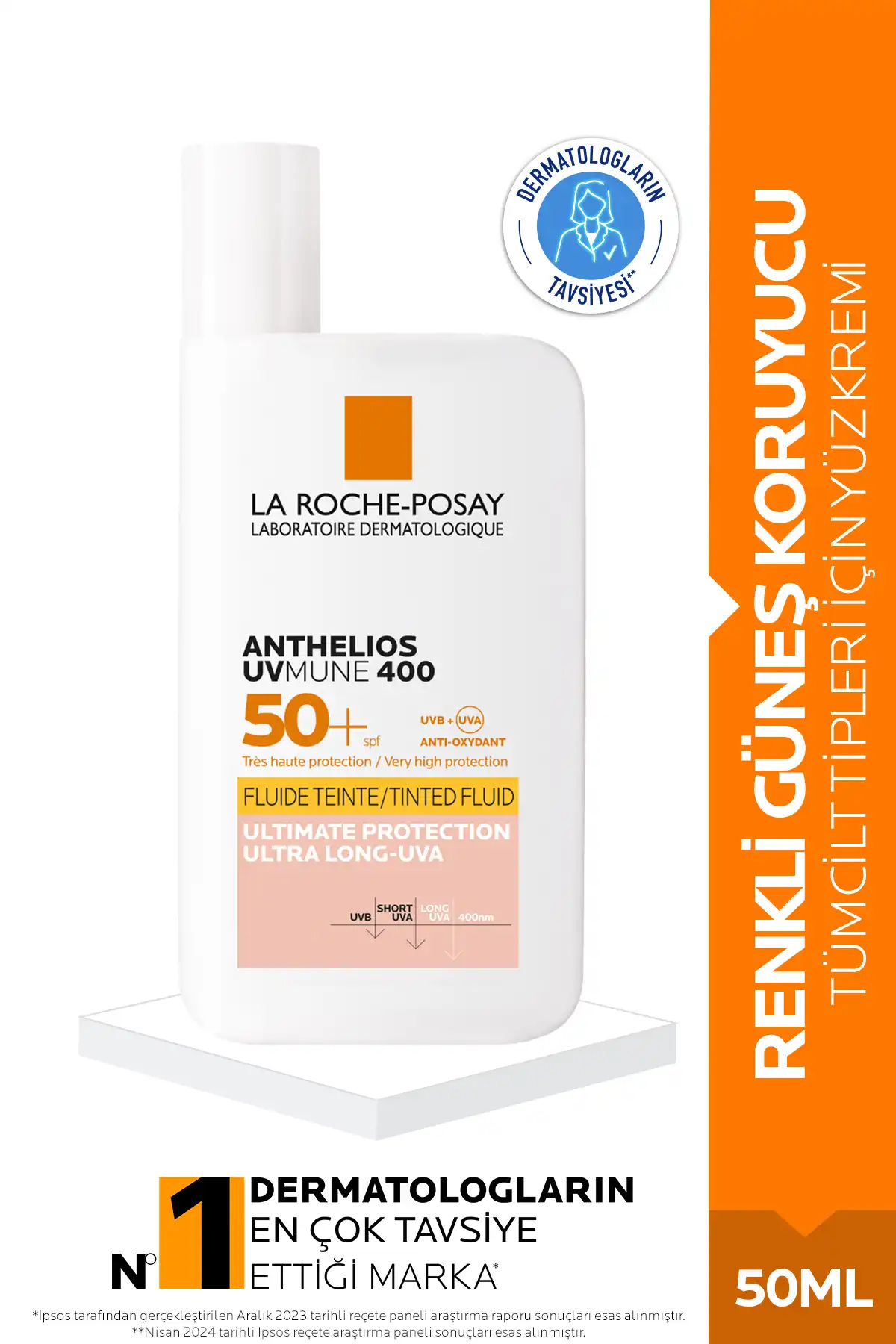 ضد آفتاب رنگی صورت Anthelios Uvmune Fluid SPF+50 با محافظت بالا برای همه پوست ها برند   La Roche Posay(لاروش پوسای) به رنگ   در دسته ضد آفتاب