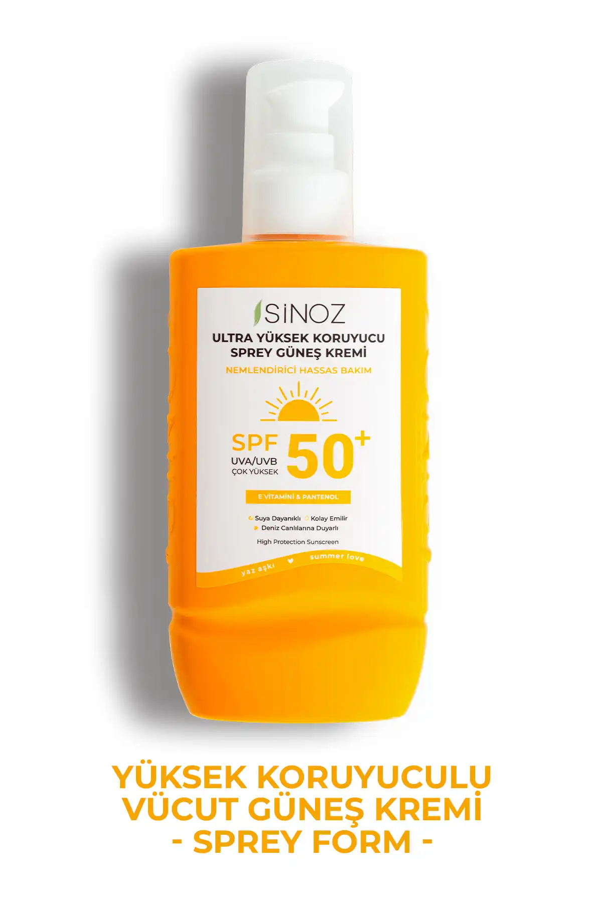 کرم ضد آفتاب بدن با محافظت فوق العاده بالا Spf 50 - کرم مرطوب کننده حساس - اسپری 200 میلی لیتری برند   Sinoz(سینوزیس) به رنگ   در دسته ضد آفتاب