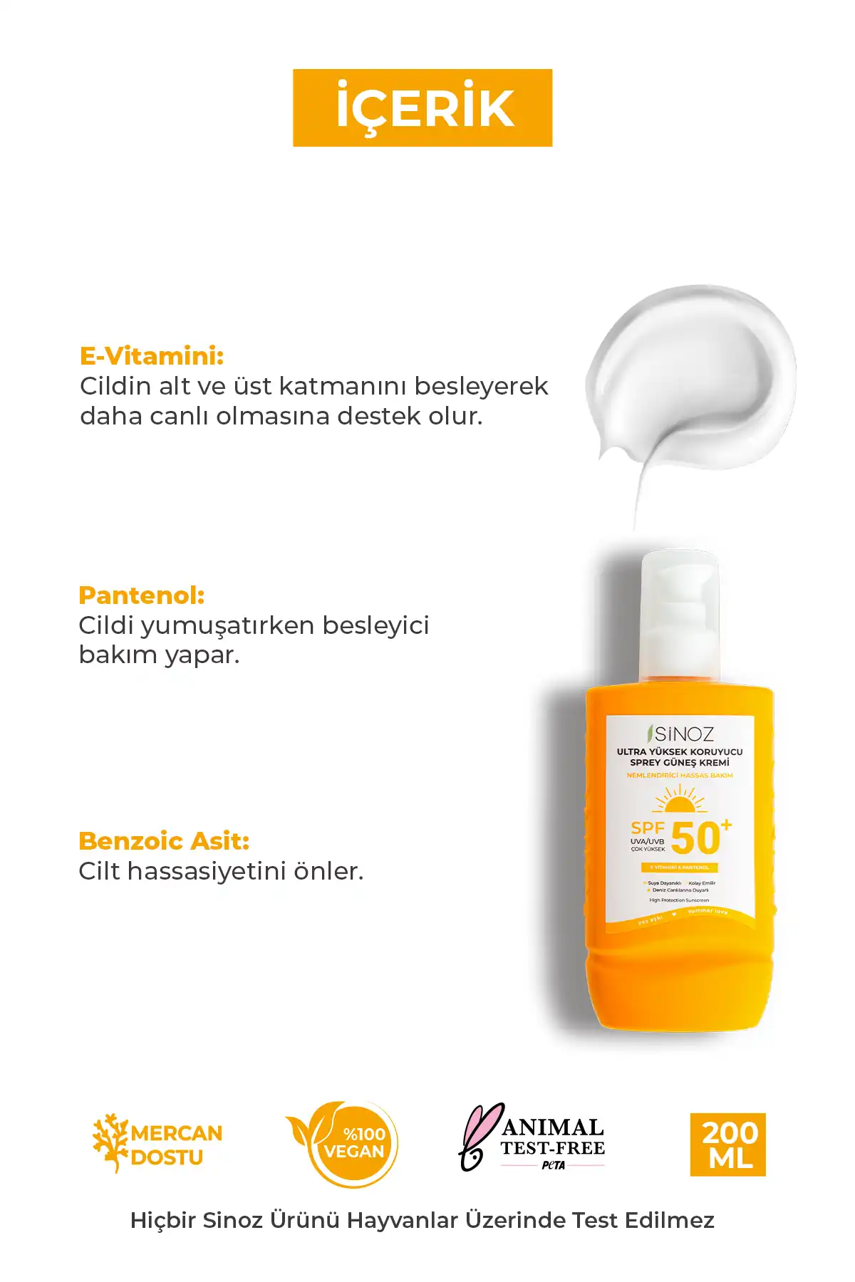کرم ضد آفتاب بدن با محافظت فوق العاده بالا Spf 50 - کرم مرطوب کننده حساس - اسپری 200 میلی لیتری برند   Sinoz(سینوزیس) به رنگ   در دسته ضد آفتاب