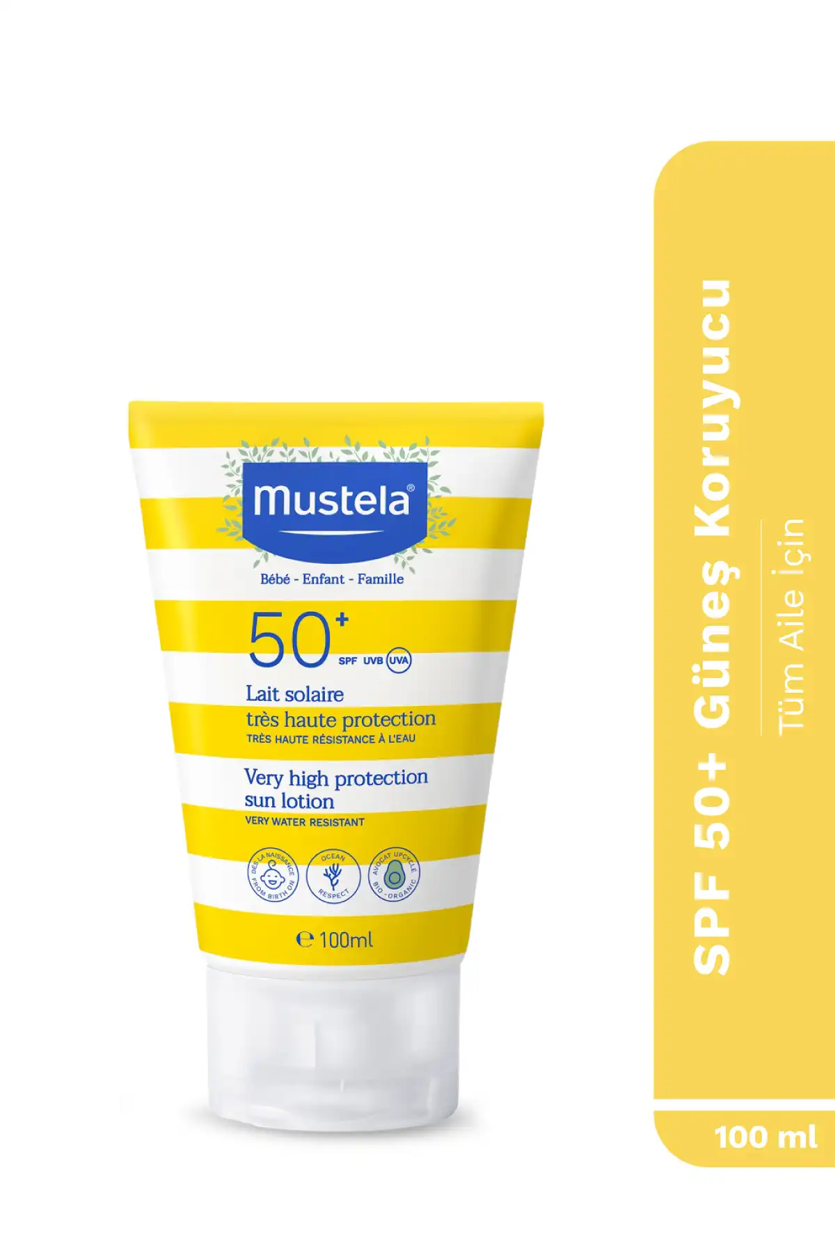لوسیون ضد آفتاب با محافظت بسیار بالا Spf 50 100 میلی لیتر برند   Mustela(موستلا) به رنگ   در دسته ضد آفتاب