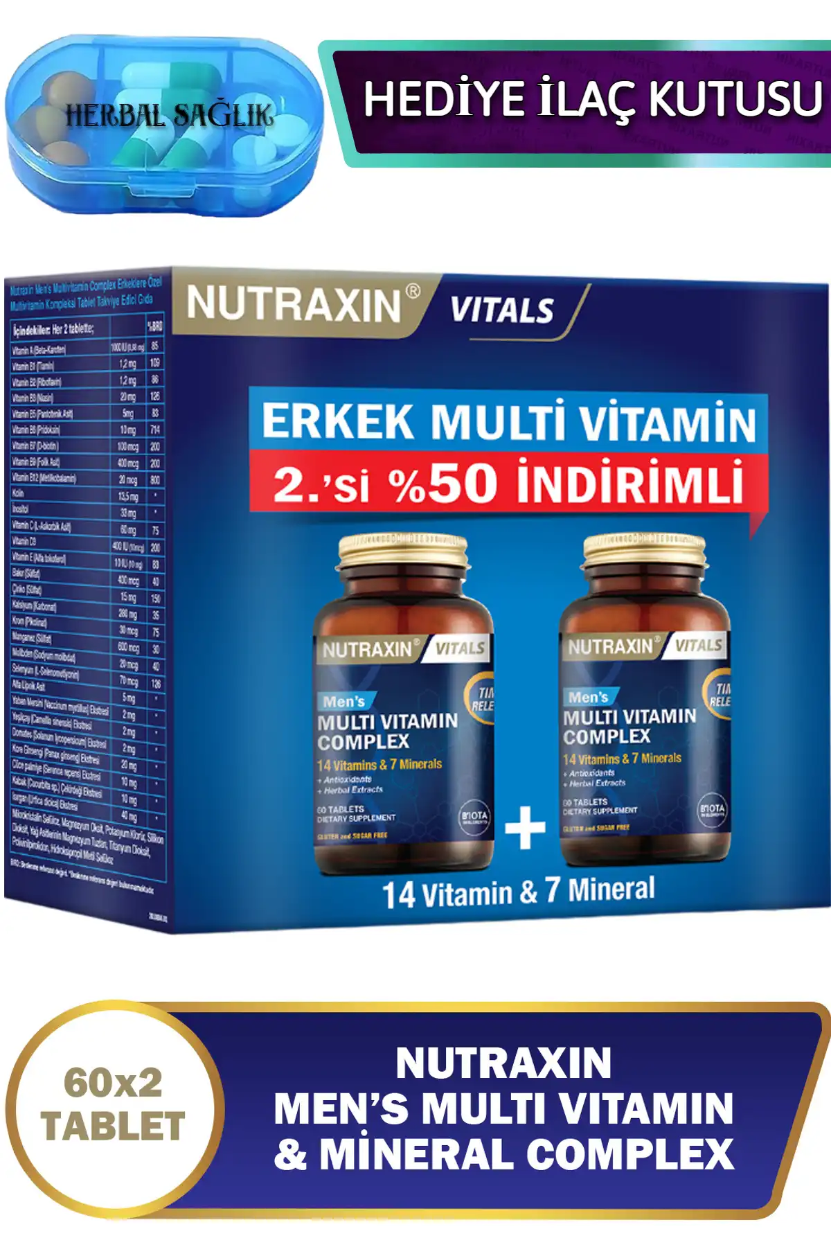 مجتمع منیزیم 60 تبلت 250 میلی گرم 3pcs برند   Nutraxin ( نوتراکسین ) 