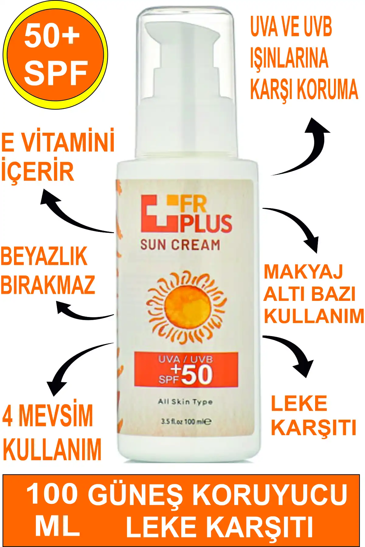 کرم ضد آفتاب ضد لک و ضد آفتاب Fr+ Plus +50spf 100ml برند   Freya(فریا) به رنگ   در دسته ضد آفتاب