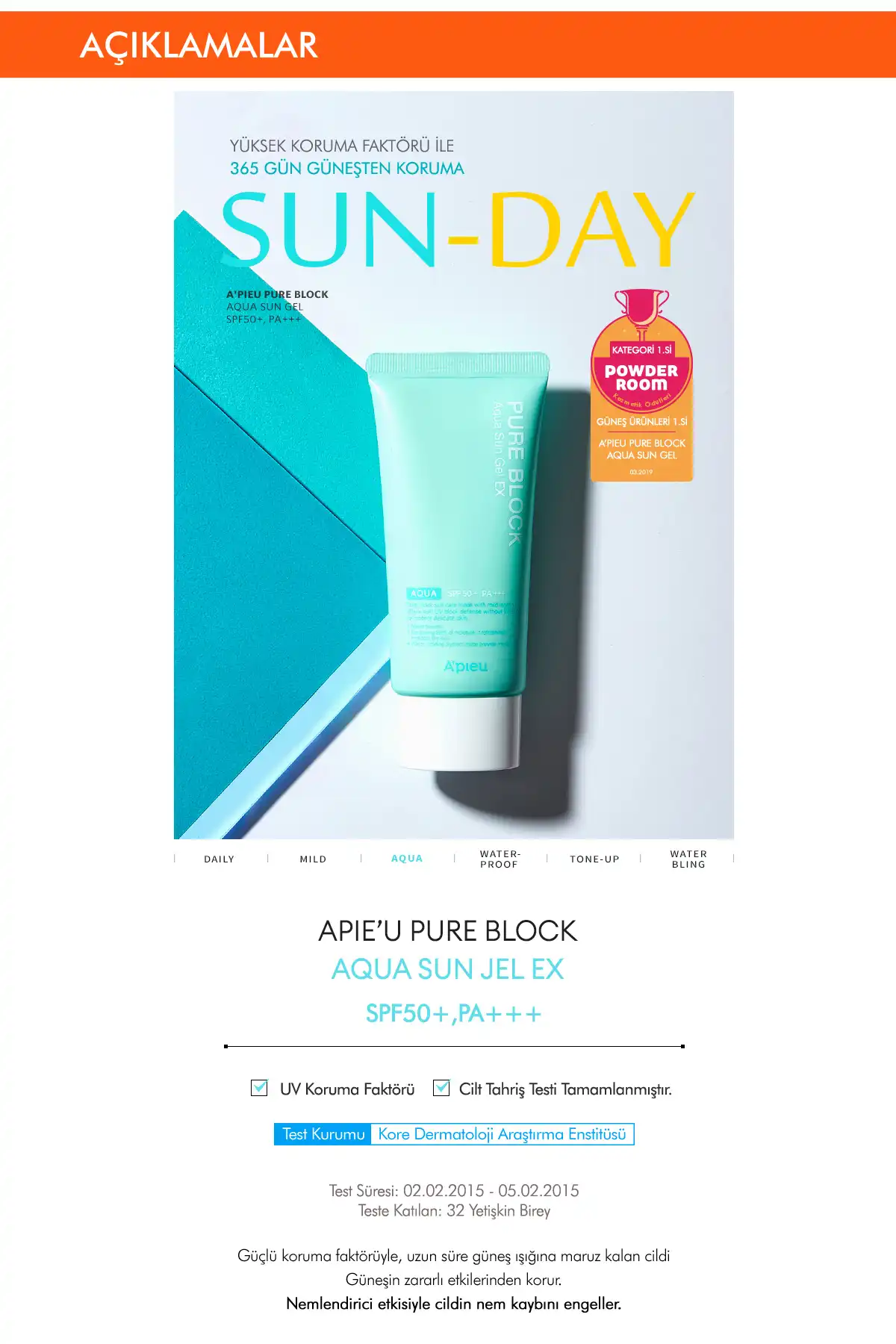 ضد آفتاب سبک بر پایه آب، مرطوب کننده، SPF50+/PA+++ 50ml APIEU Pure Block Aqua Sun Gel برند   Missha(میشا) به رنگ   در دسته ضد آفتاب