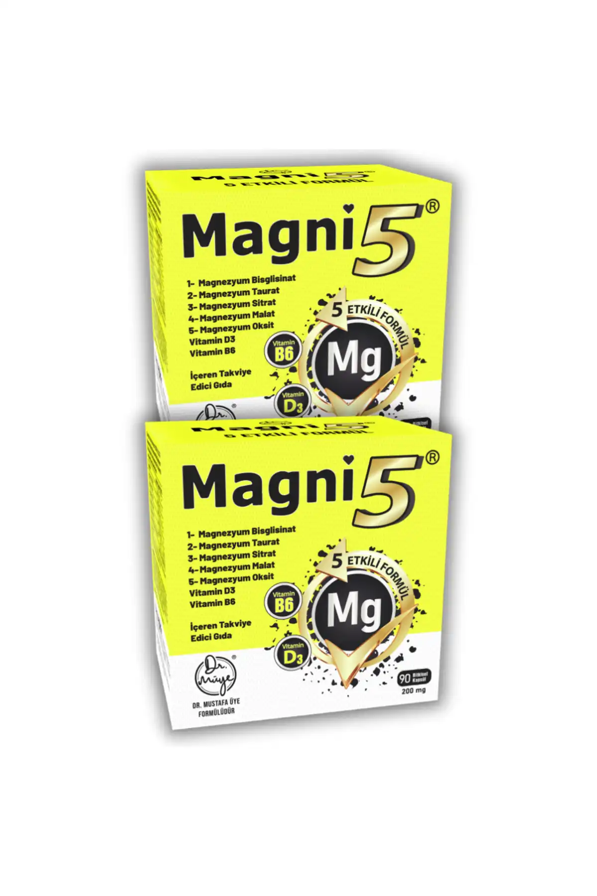 منیزیم 5 فرم موثر 3 ماهانه 90 کپسول ویتامین B6 D3 Magni5 Bisglycinate تورات سیترات مالات بسته 2 برند   DR MÜYE ( دکتر MUYE ) 