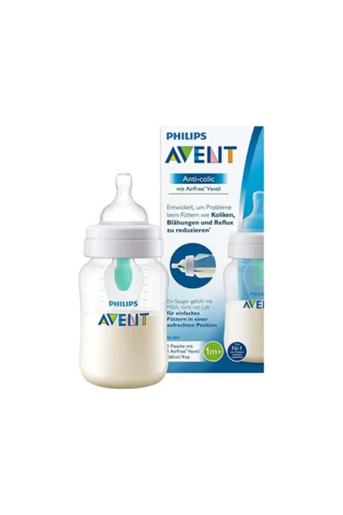 شیشه شیر ضد کولیک 260 میلی لیتری برند   Philips Avent(فیلیپس اونت) به رنگ   در دسته پستانک