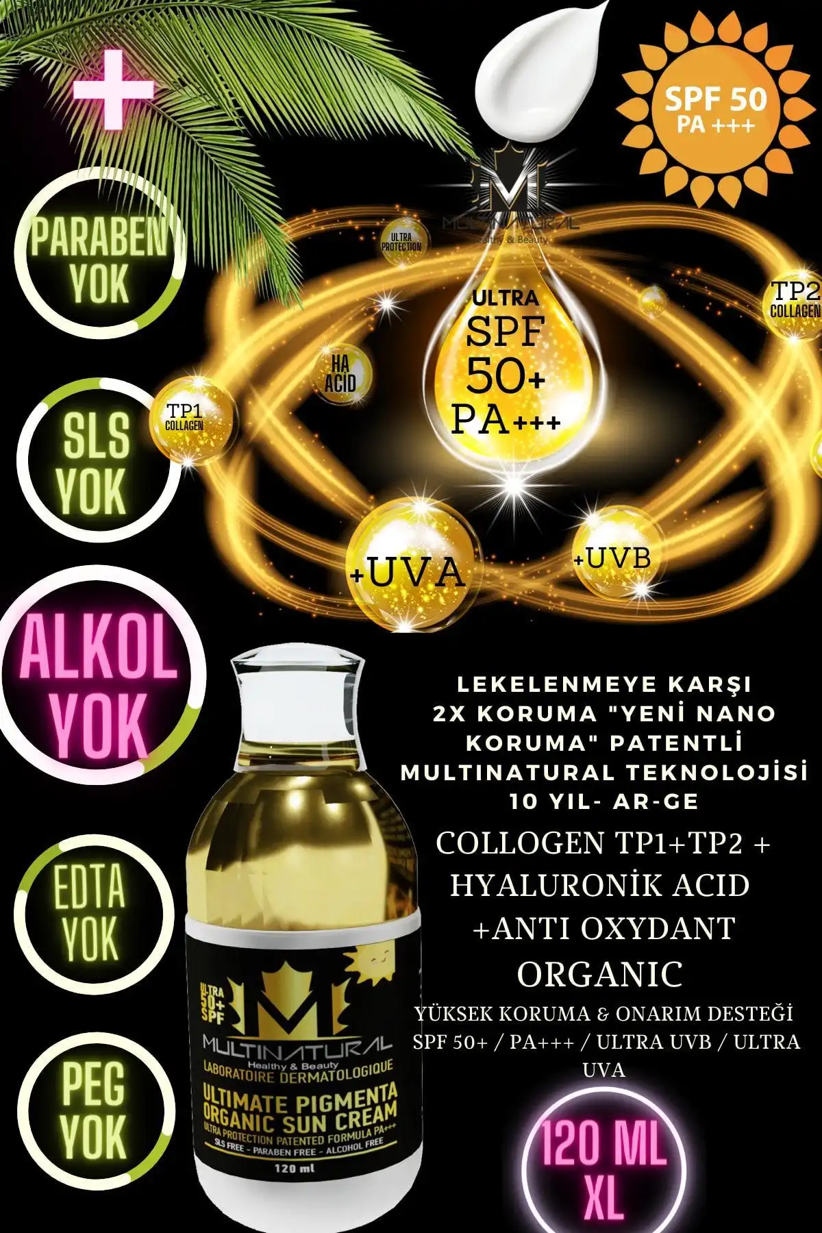 ضد آفتاب برای پوست خالدار 2 برابر آنتی اکسیدان + کلاژن + اسید پشتیبانی شده در هکتار 120ml/50+spf Uva/uvb برند   به رنگ   در دسته ضد آفتاب