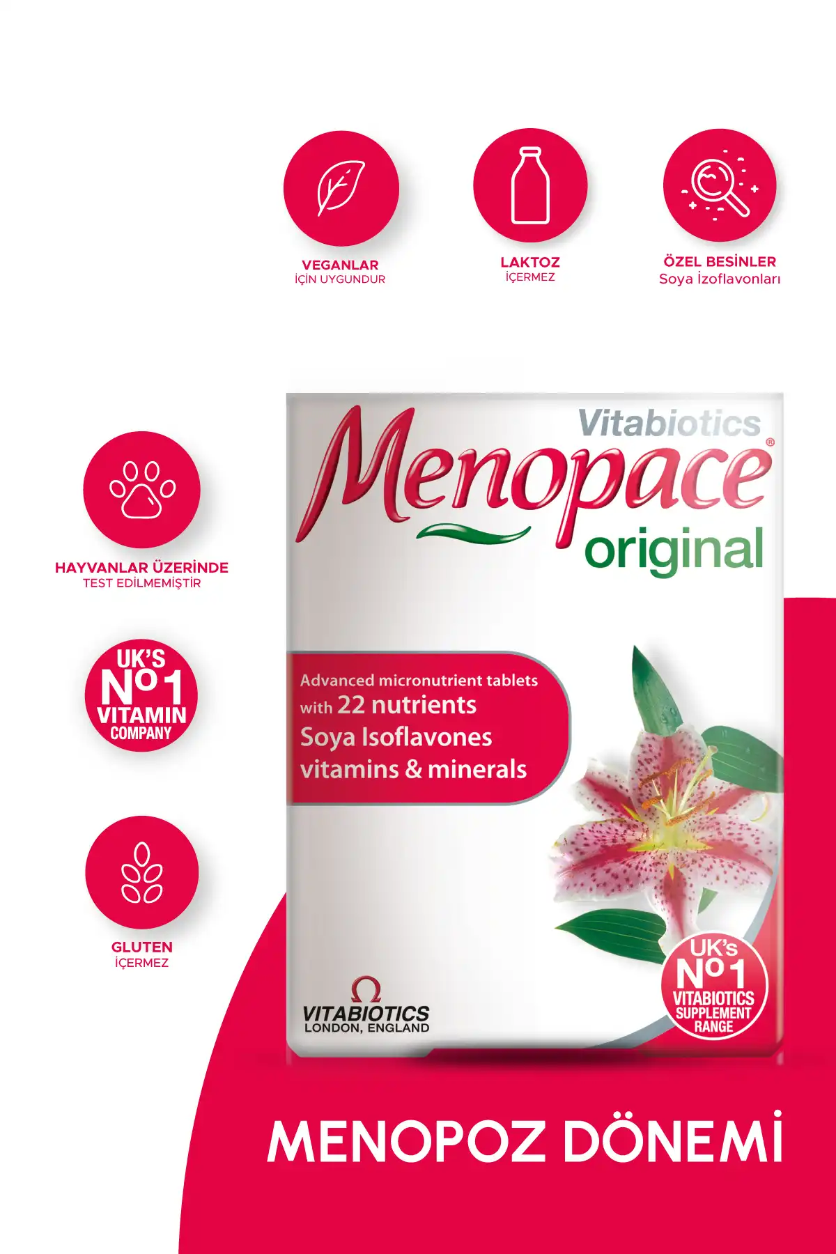 یائسگی حمایت از یائسگی ویتامین حاوی ایزوفلاون سویا، منیزیم، سلنیوم 30 قرص برند   Vitabiotics ( ویتابیوتیک ها ) 