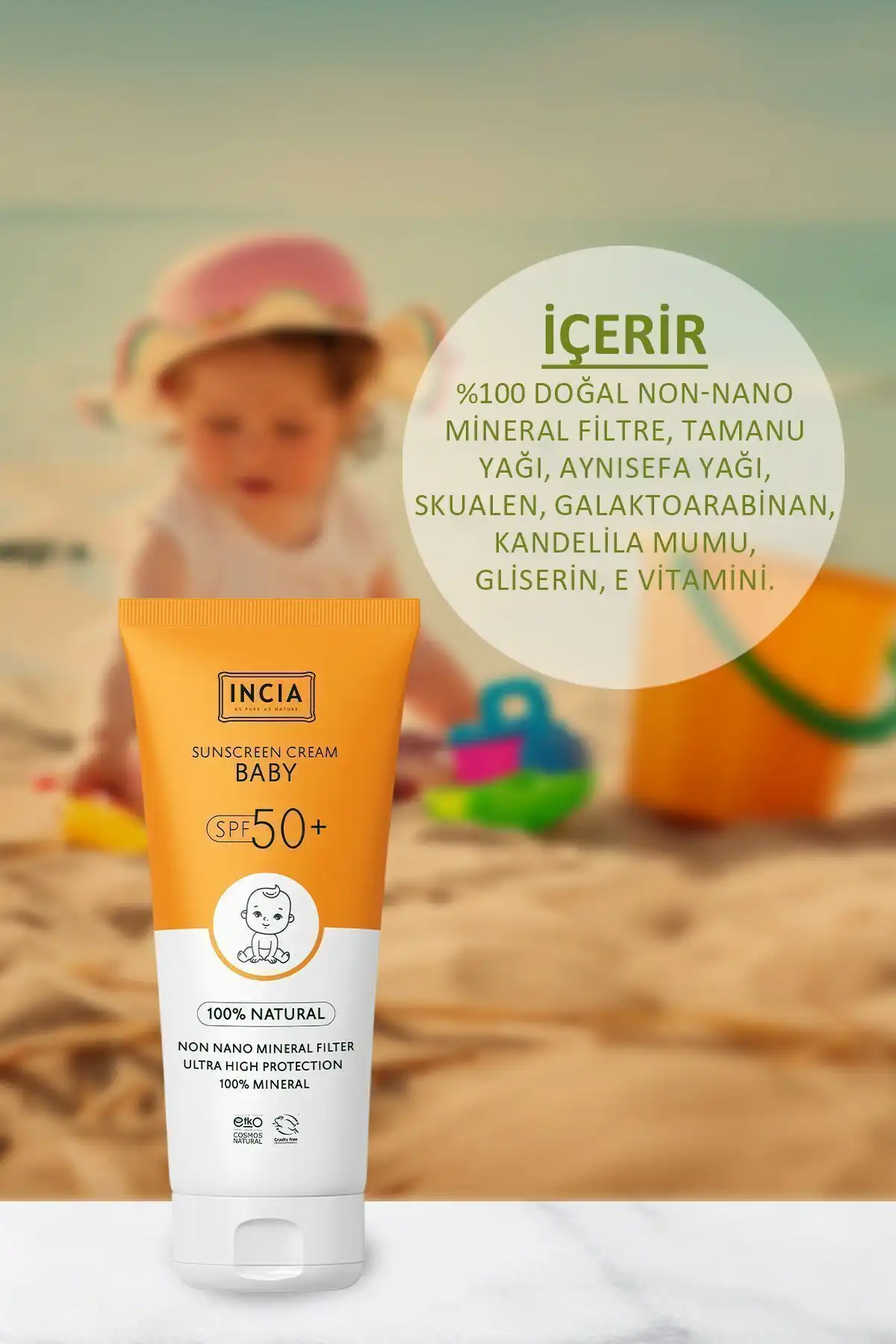 ضد آفتاب 100% طبیعی کودک- فیلتر معدنی ضد لک با محافظت بالا 50spf Uva Uvb 50ml برند   به رنگ   در دسته ضد آفتاب