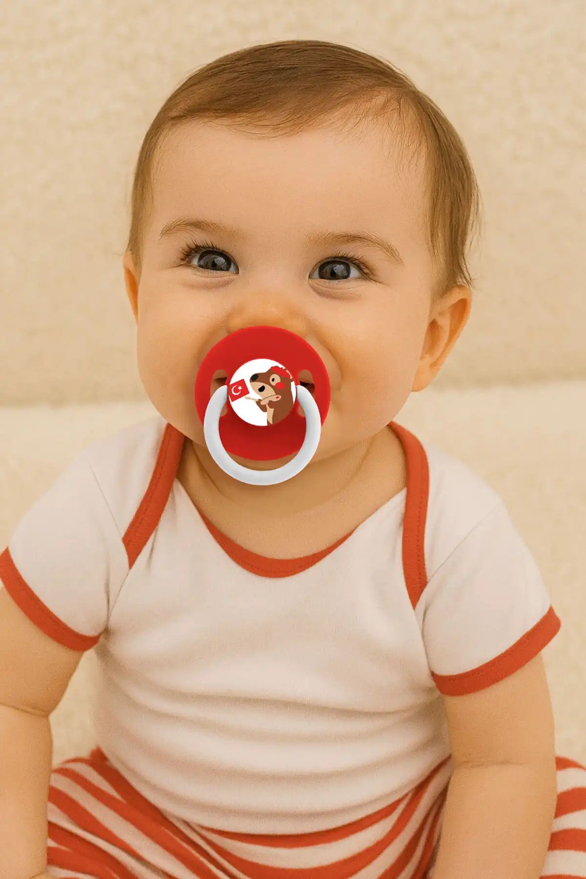 پستانک نوک گرد خنک No:2 - RED CAPIBAR برند   Wee Baby(وی بیبی) به رنگ   در دسته پستانک