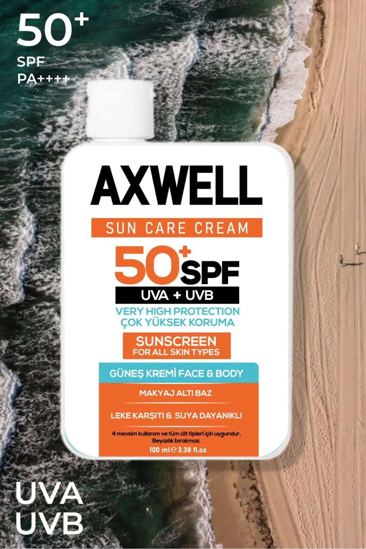 کرم ضد آفتاب کرم ضد لک کرم ضد آفتاب با محافظت بسیار بالا 50+ Spf 100 میلی لیتر برند   AXWELL(AXWELL) به رنگ   در دسته ضد آفتاب