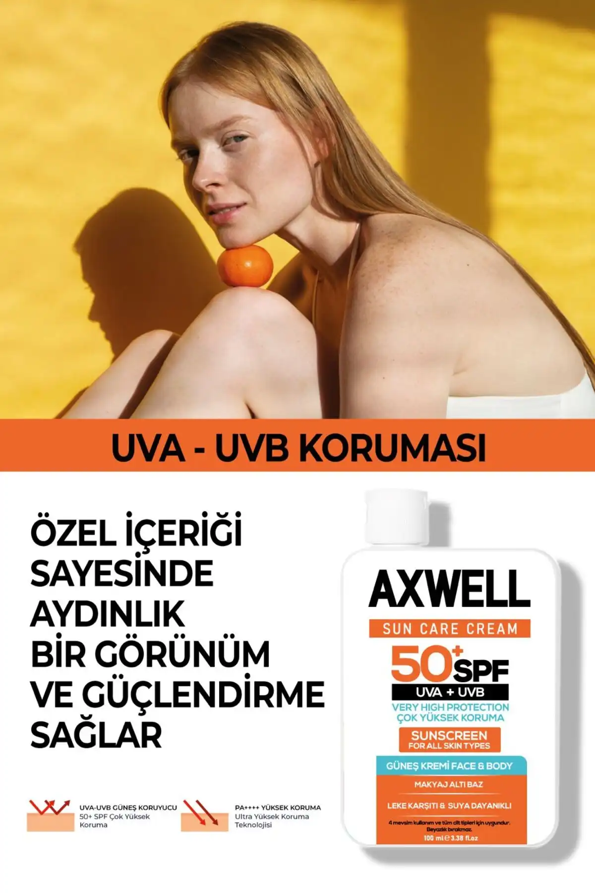 کرم ضد آفتاب کرم ضد لک کرم ضد آفتاب با محافظت بسیار بالا 50+ Spf 100 میلی لیتر برند   AXWELL(AXWELL) به رنگ   در دسته ضد آفتاب