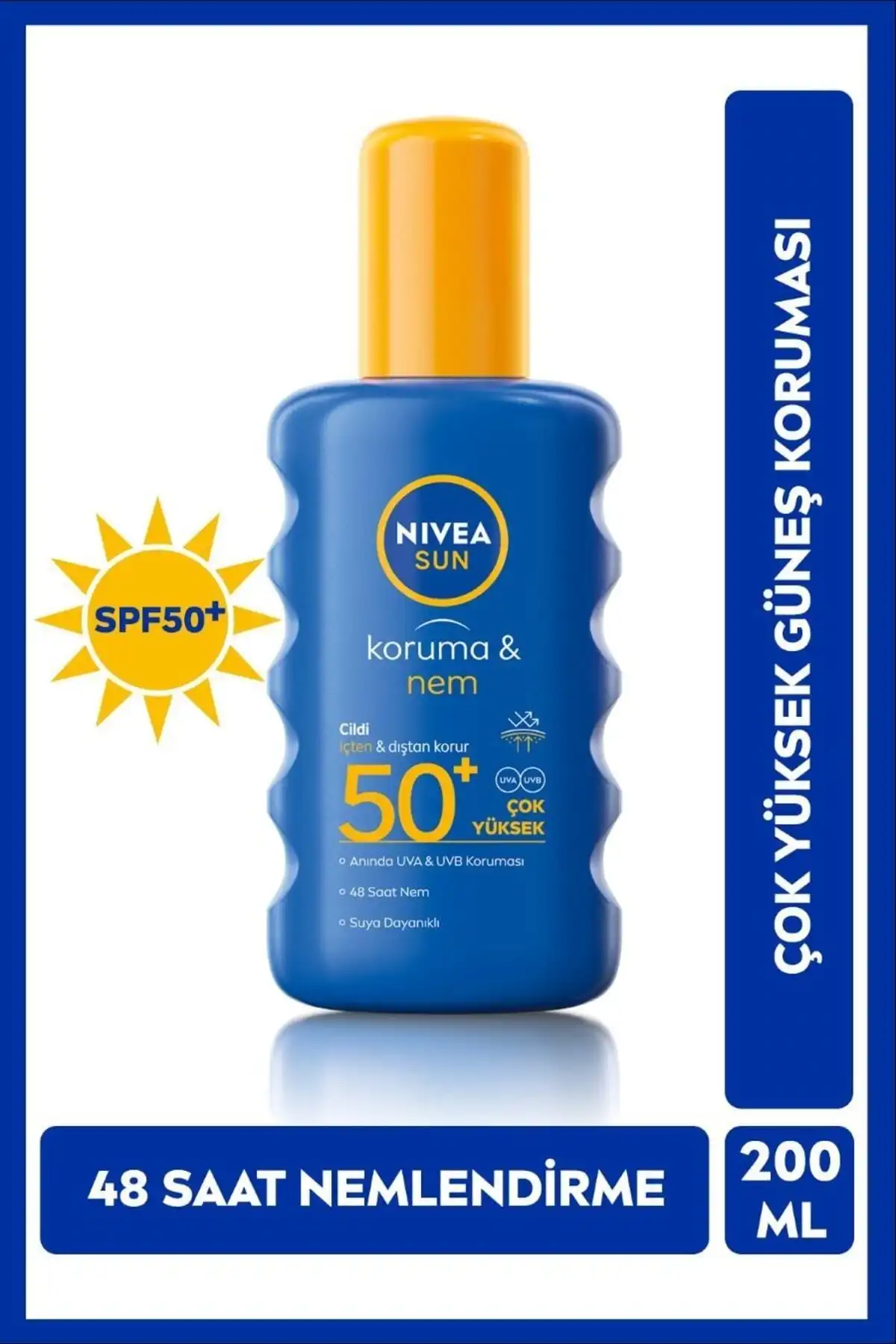 محافظت در برابر آفتاب SPF 50+ & کرم ضد آفتاب مرطوب کننده 48 ساعته اسپری 200 میلی لیتری، ضد آفتاب بسیار بالا برند   Nivea(Nivea) به رنگ   در دسته ضد آفتاب