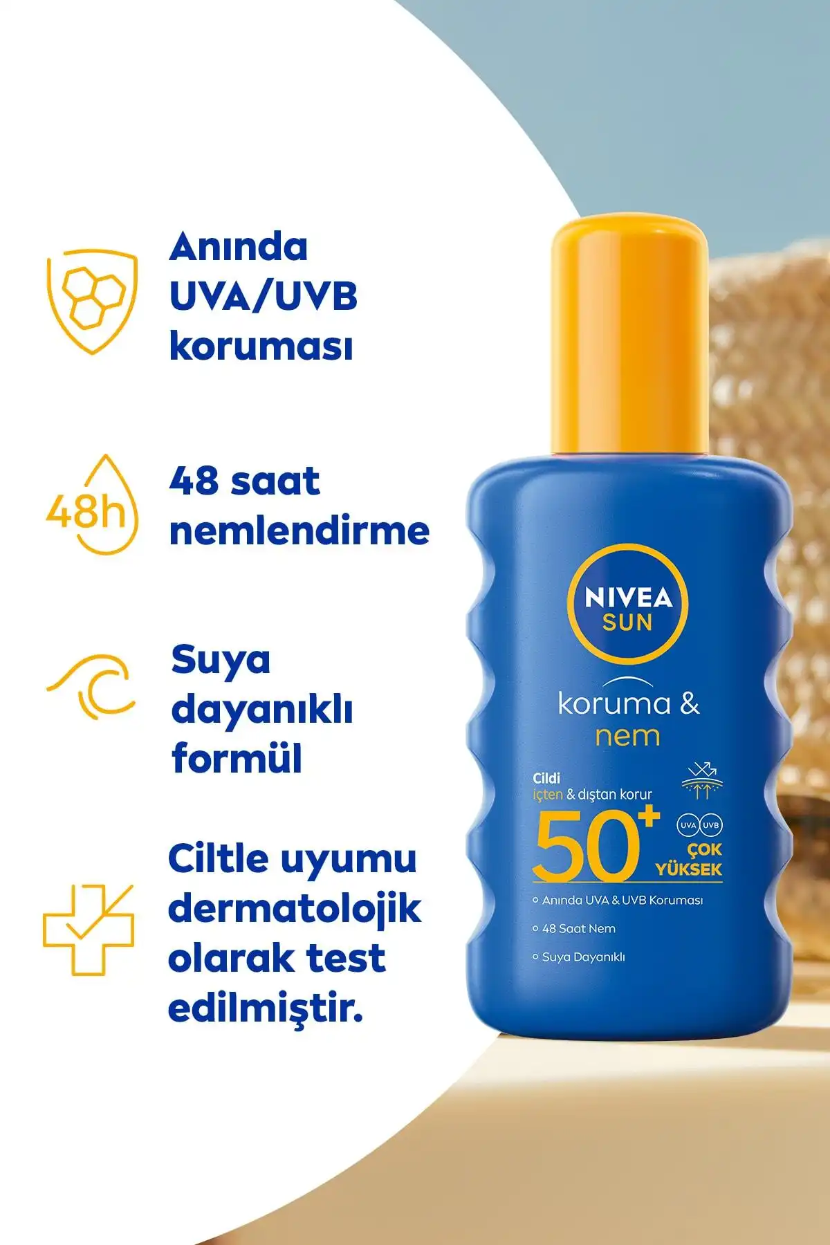 محافظت در برابر آفتاب SPF 50+ & کرم ضد آفتاب مرطوب کننده 48 ساعته اسپری 200 میلی لیتری، ضد آفتاب بسیار بالا برند   Nivea(Nivea) به رنگ   در دسته ضد آفتاب