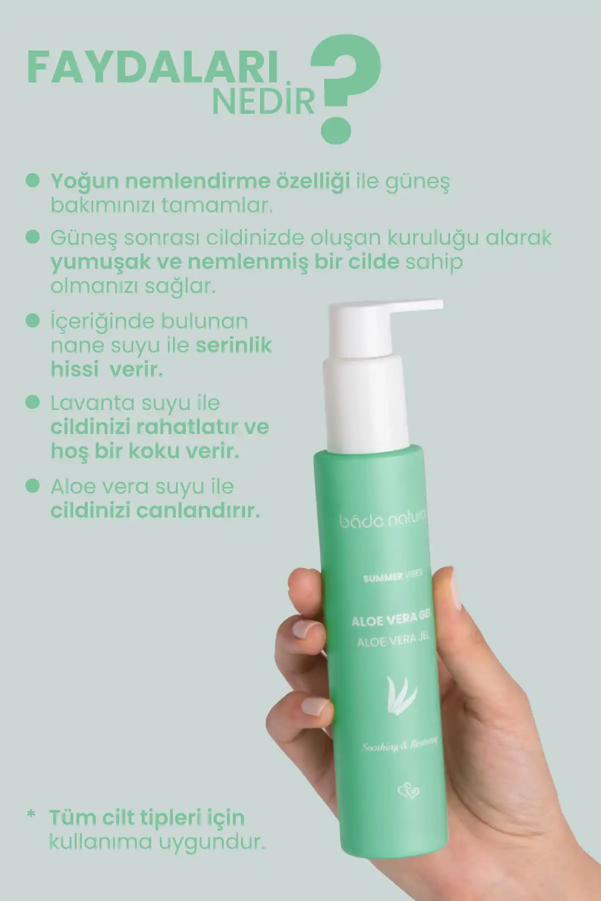 ژل آلوئه ورا افتر سان 100 میلی لیتر برند   Bade Natural(بد طبیعی) به رنگ   در دسته ضد آفتاب