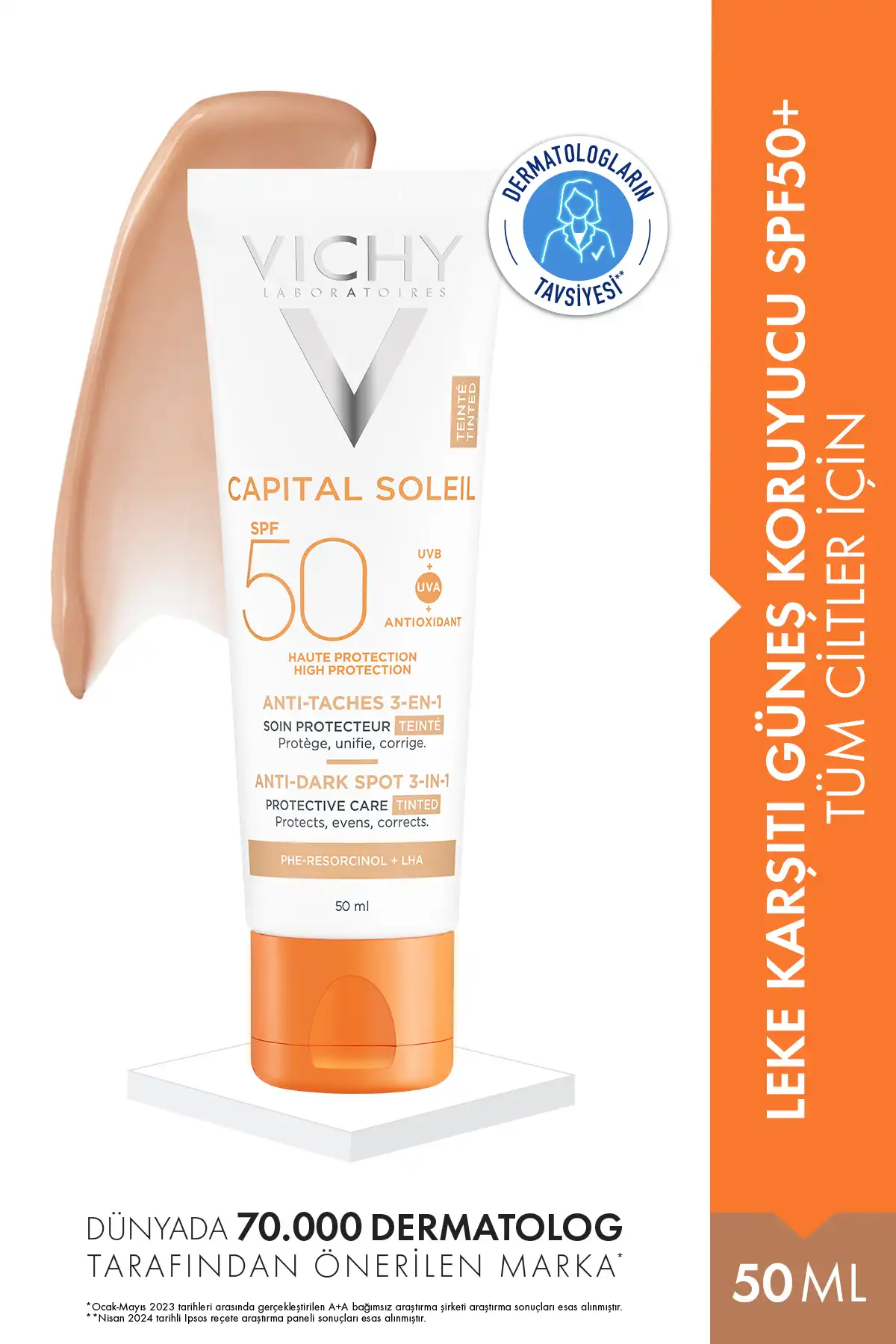 Capital Soleil Spf50 ضد تیرگی 50 میلی لیتر برند   Vichy(ویشی) به رنگ   در دسته ضد آفتاب