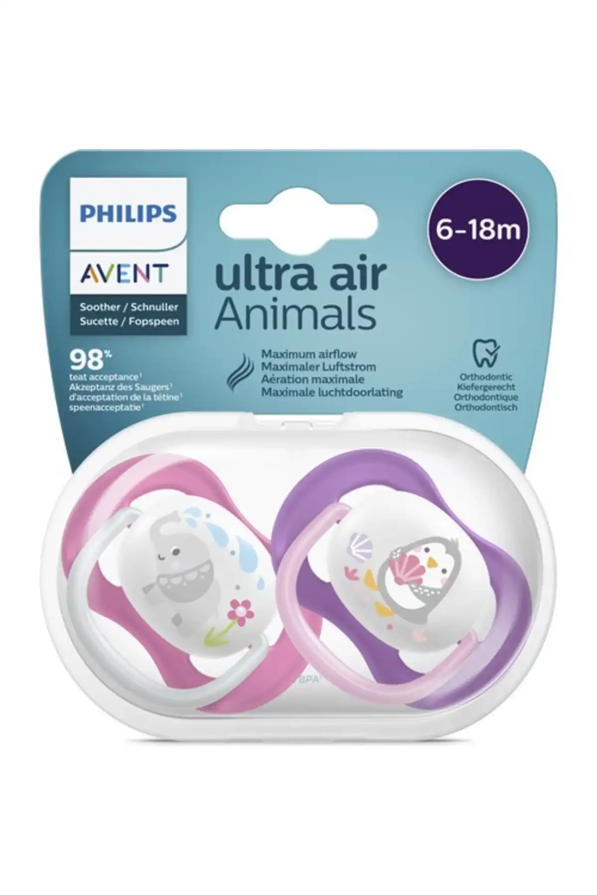 پستانک هوای 6-18 ماهه Avent Scf080/08 برند   Philips Avent(فیلیپس اونت) به رنگ   در دسته پستانک